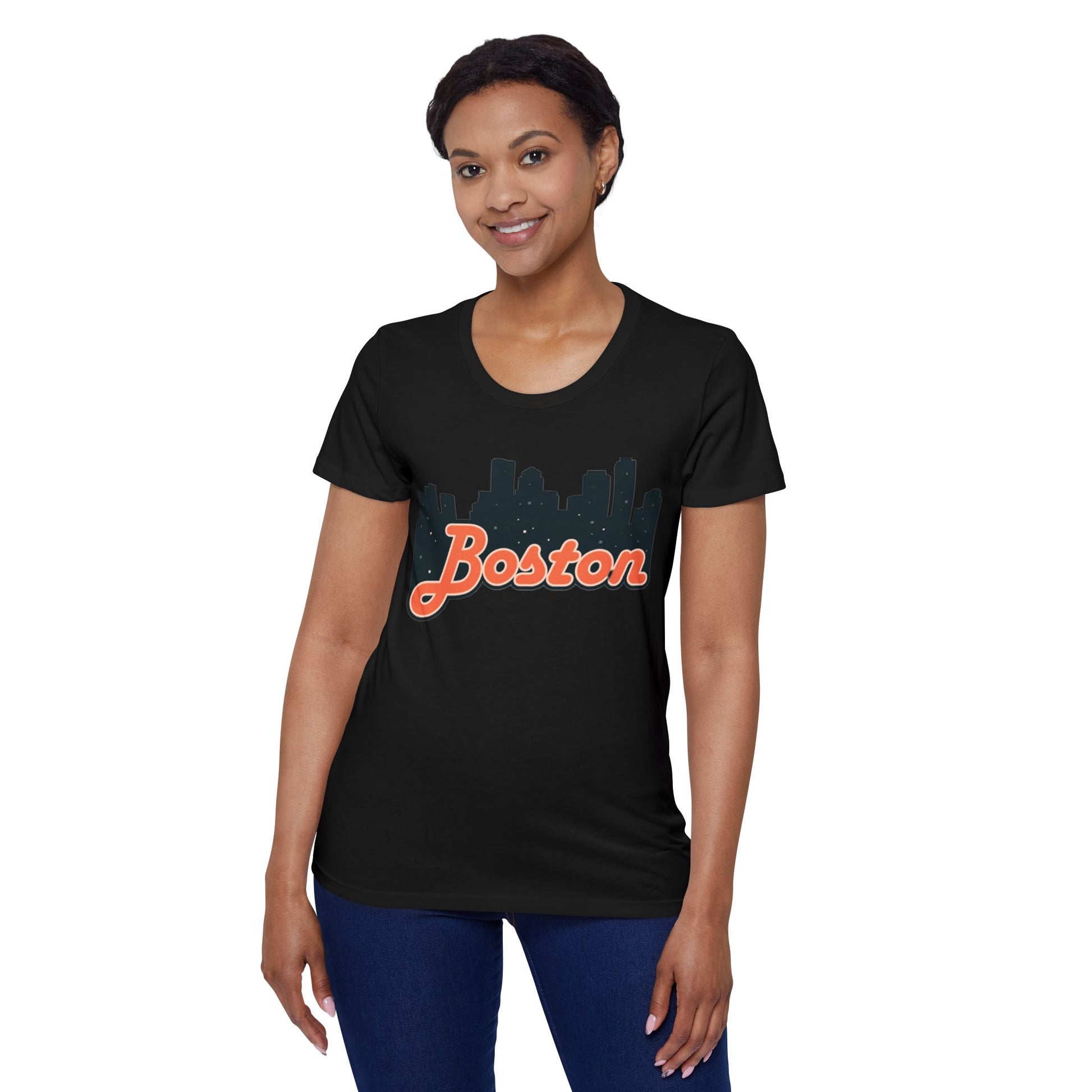 Boston Skyline Women's Organic Tee, Boston T-Shirt, City Pride Shirt, Eco-Friendly Fashion, Casual Summer Top