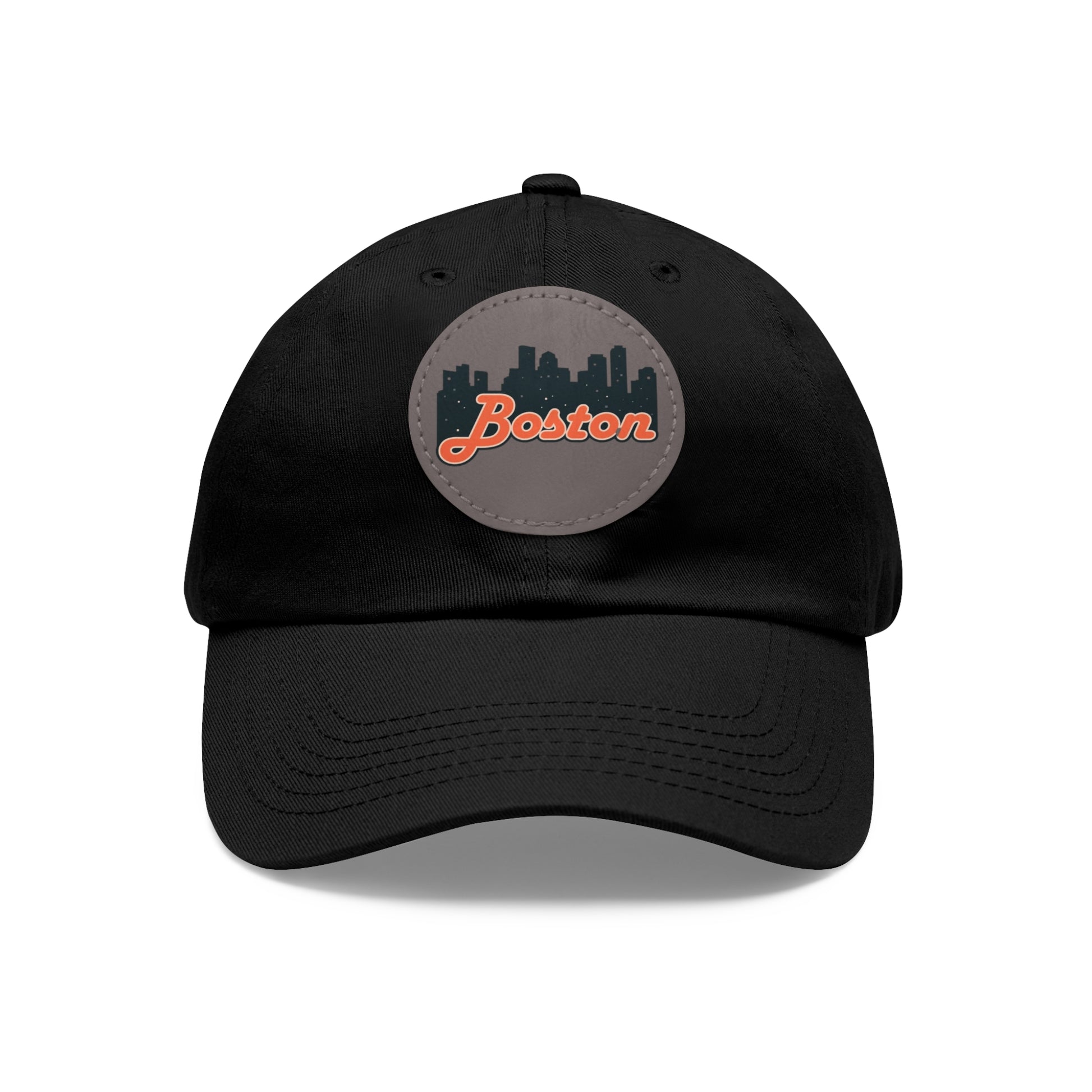 Boston Leather Patch Dad Hat, Casual Cap for Gifting, Outdoor Events, Father's Day Gift, Trendy Accessories for Men