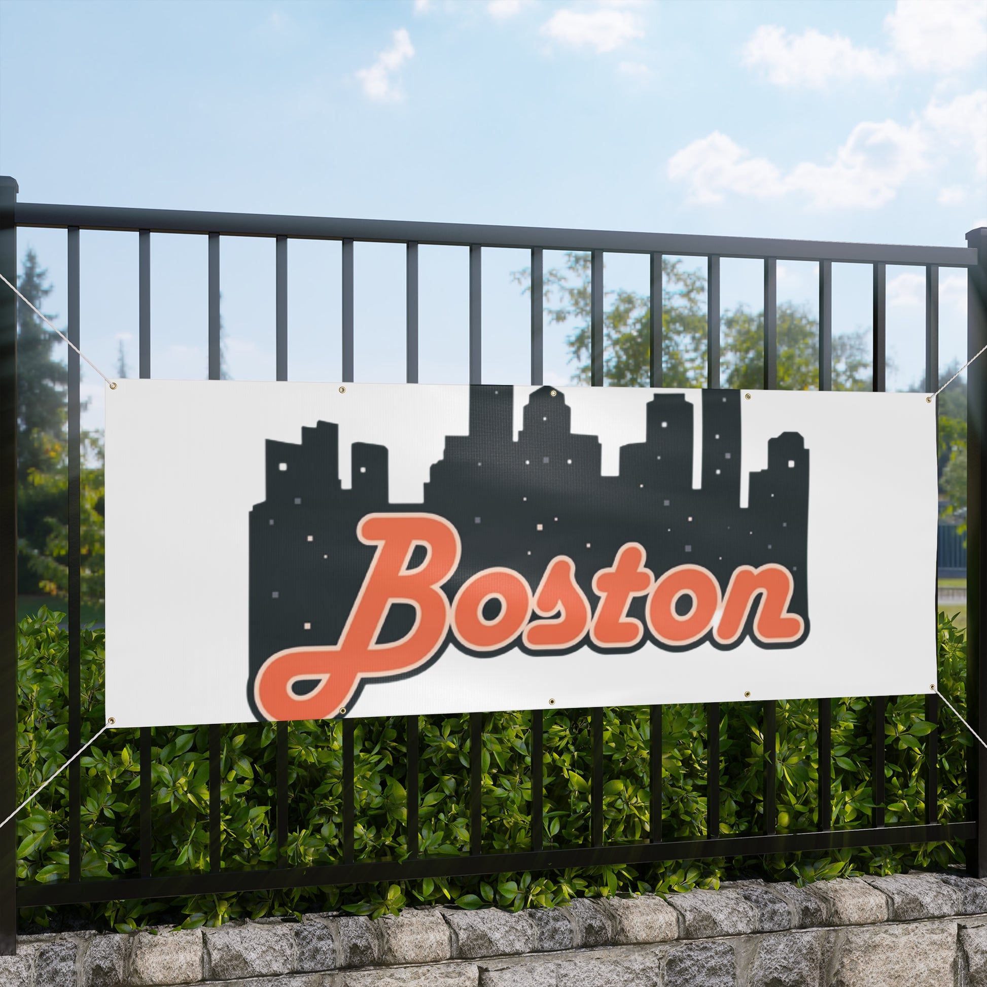 Boston City Skyline Matte Banner, Personalized Wall Decor, Outdoor Party Sign, Event Decoration, Sports Theme, Gift for Boston Fans