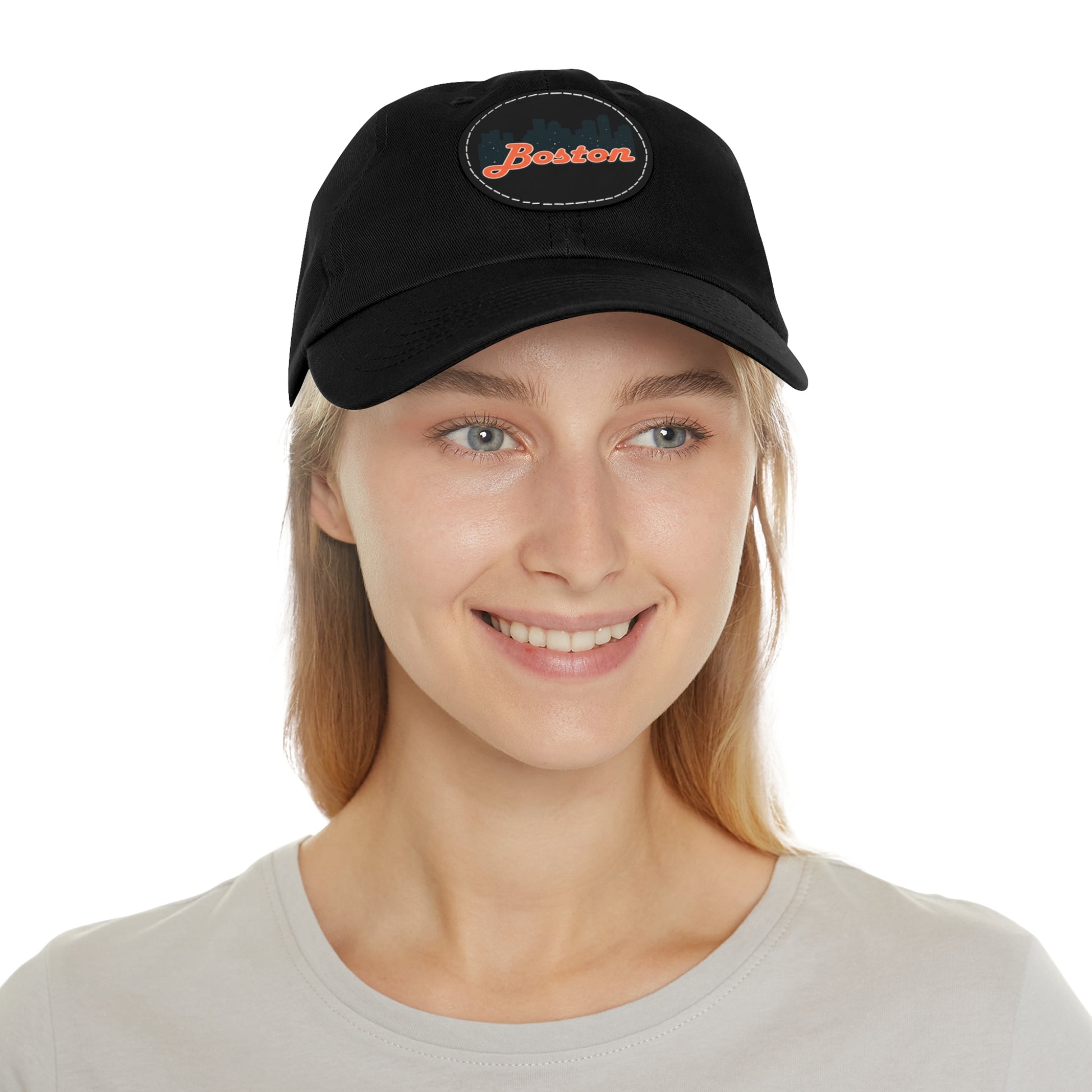Boston Leather Patch Dad Hat, Casual Cap for Gifting, Outdoor Events, Father's Day Gift, Trendy Accessories for Men