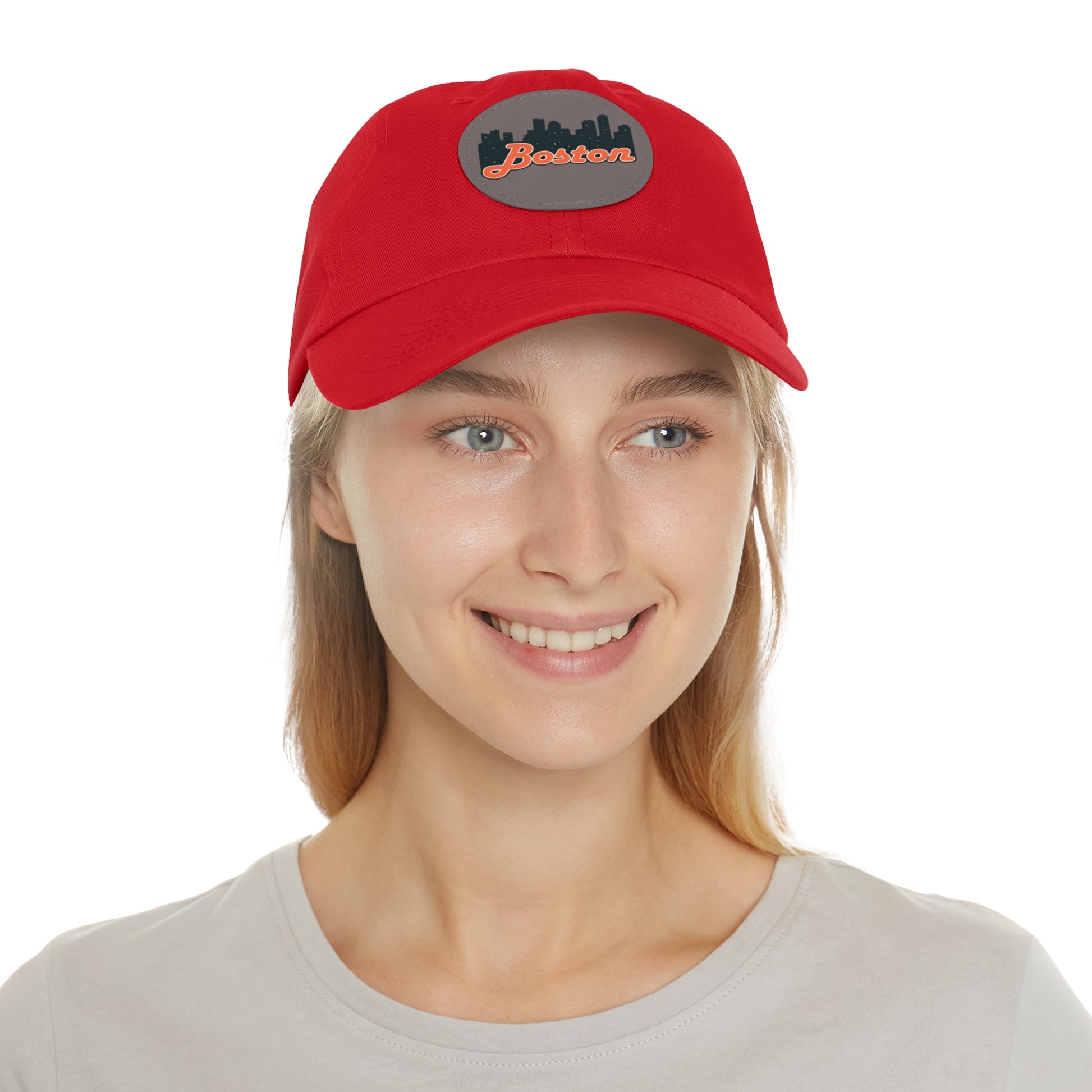 Boston Leather Patch Dad Hat, Casual Cap for Gifting, Outdoor Events, Father's Day Gift, Trendy Accessories for Men