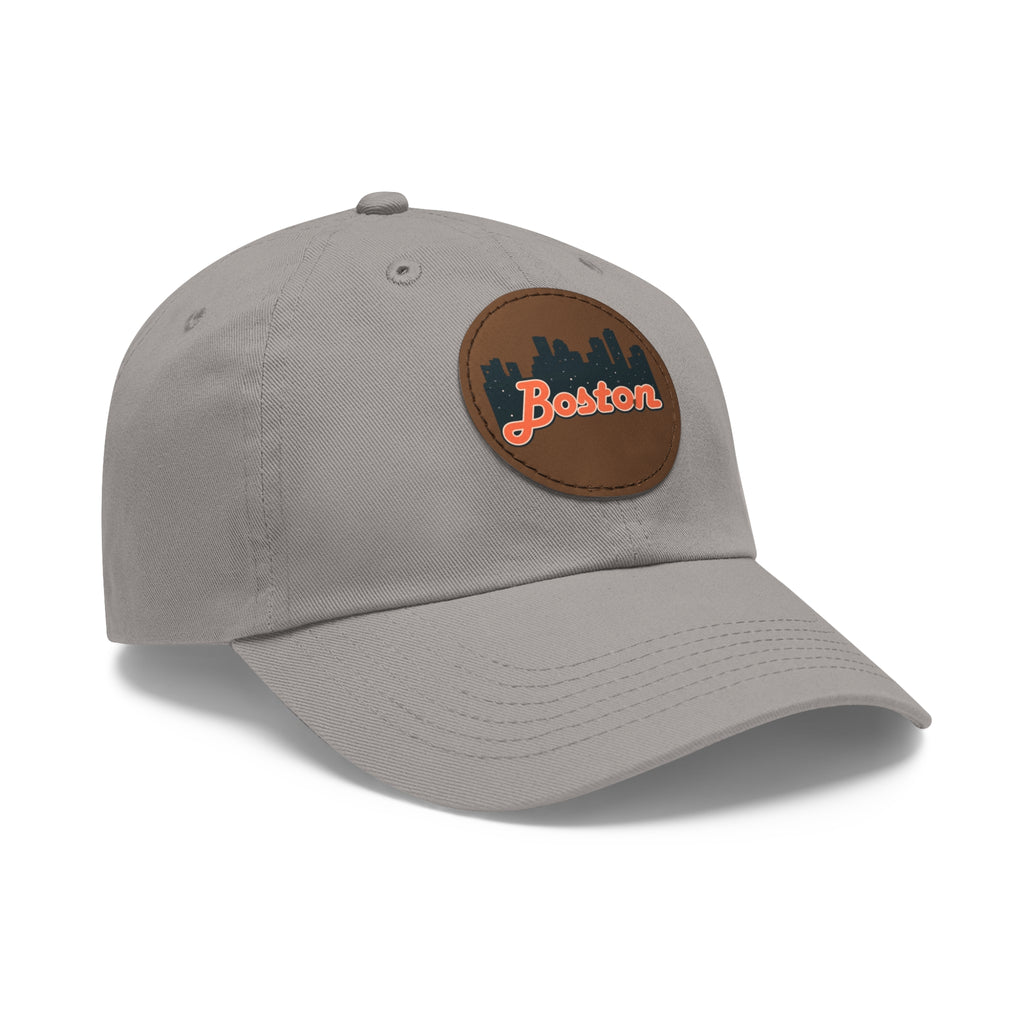 Boston Leather Patch Dad Hat, Casual Cap for Gifting, Outdoor Events, Father's Day Gift, Trendy Accessories for Men
