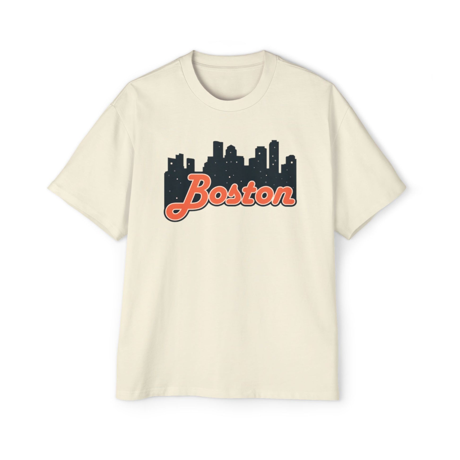 Boston Skyline Oversized Tee - Casual Streetwear for Men, Perfect Gift for Boston Lovers, Summer Style, Travel T-Shirt