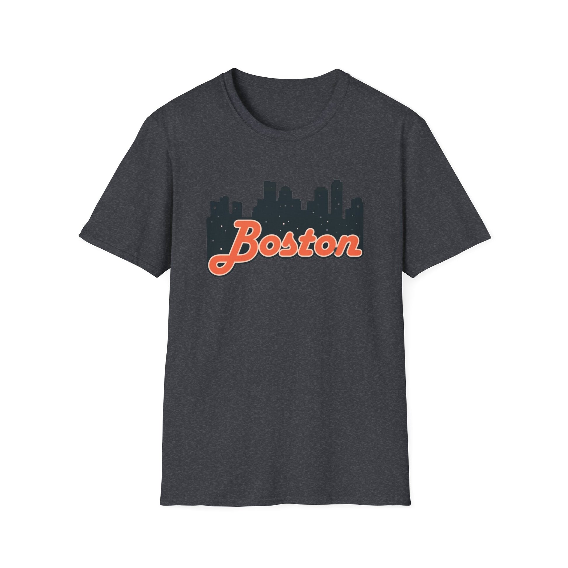 Boston Skyline Unisex Softstyle T-Shirt, City Tee, Gift for Travelers, Summer Casual Wear, Urban Style Shirt, Boston Pride
