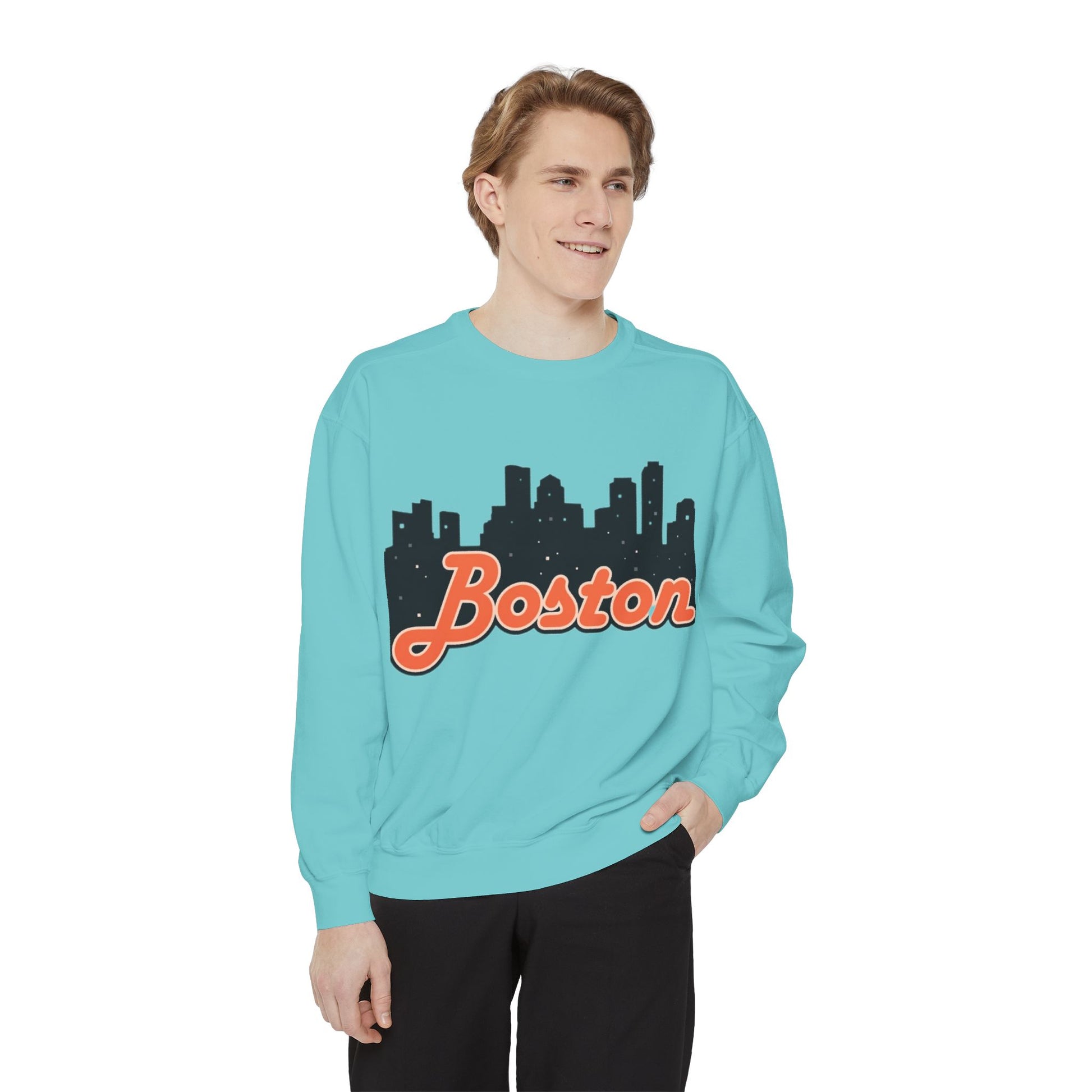 Boston City Skyline Unisex Sweatshirt, Cozy Streetwear, Perfect for Fall Outfits, Gift for Boston Lovers, Travel Apparel