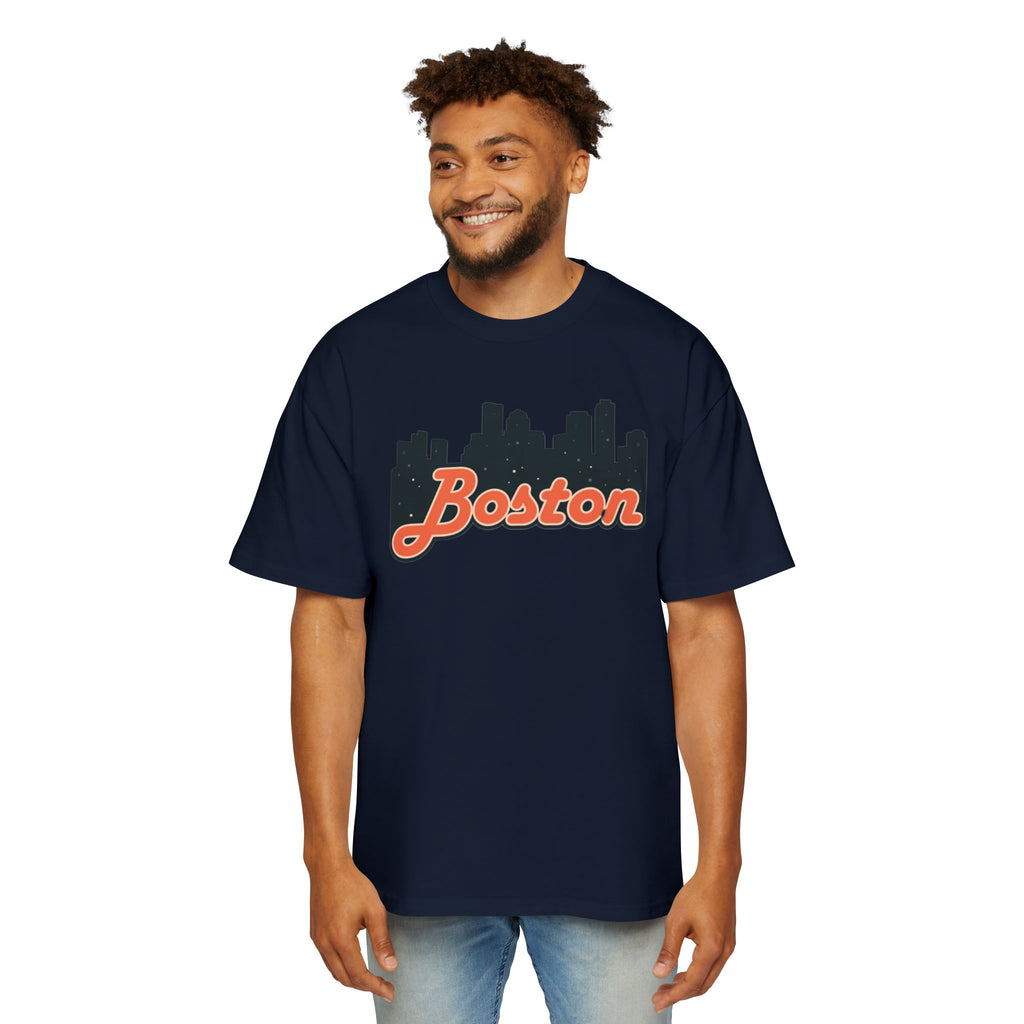Boston Skyline Oversized Tee - Casual Streetwear for Men, Perfect Gift for Boston Lovers, Summer Style, Travel T-Shirt