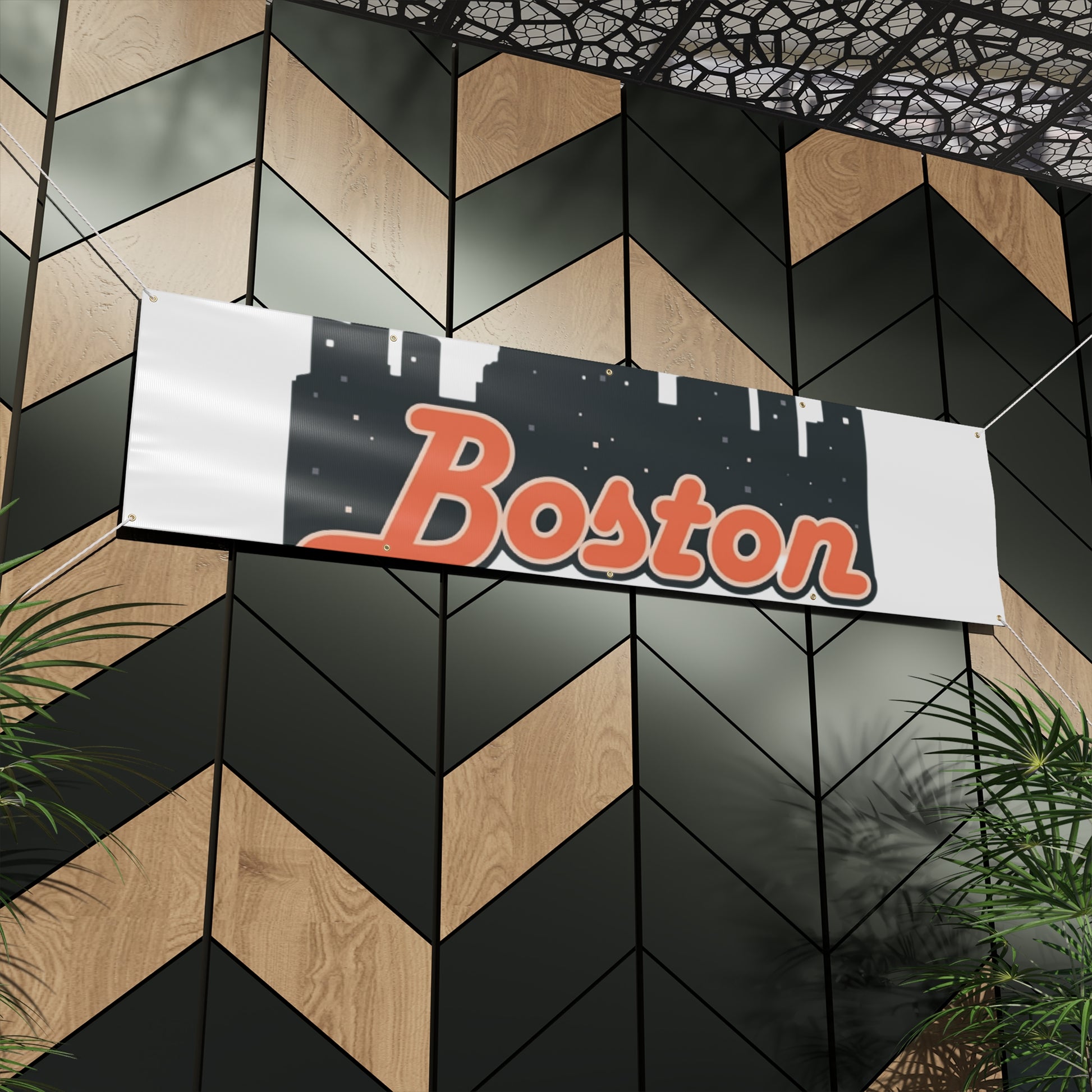 Boston City Skyline Matte Banner, Personalized Wall Decor, Outdoor Party Sign, Event Decoration, Sports Theme, Gift for Boston Fans