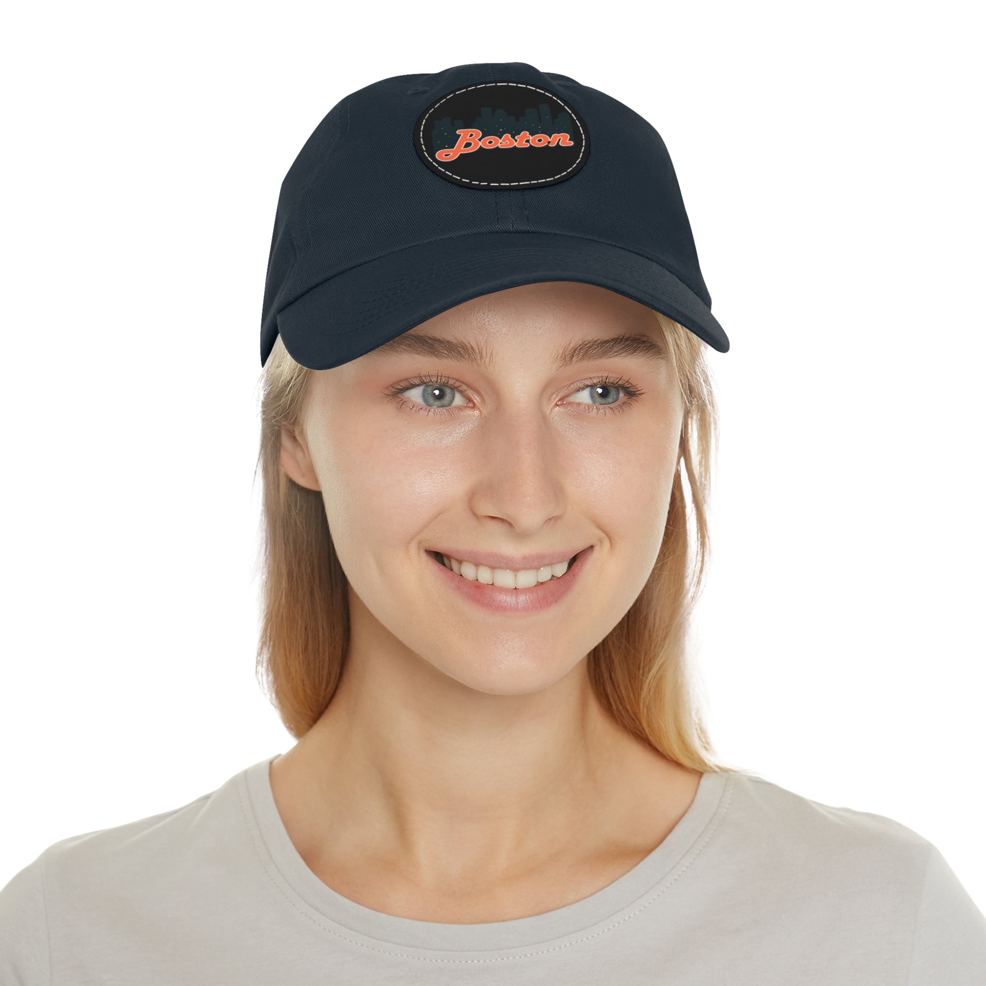 Boston Leather Patch Dad Hat, Casual Cap for Gifting, Outdoor Events, Father's Day Gift, Trendy Accessories for Men