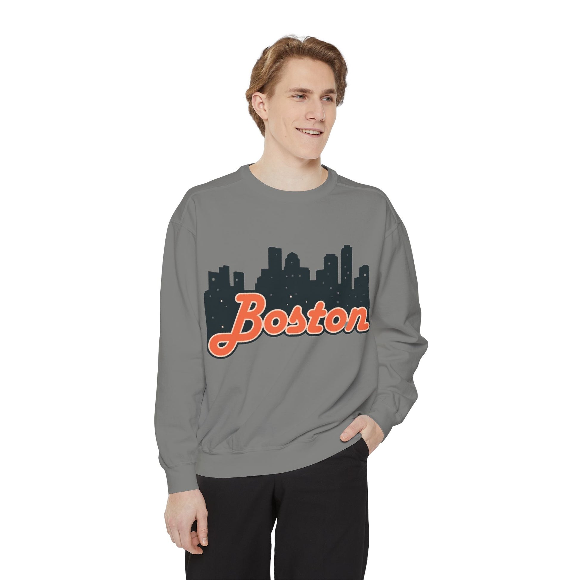 Boston City Skyline Unisex Sweatshirt, Cozy Streetwear, Perfect for Fall Outfits, Gift for Boston Lovers, Travel Apparel