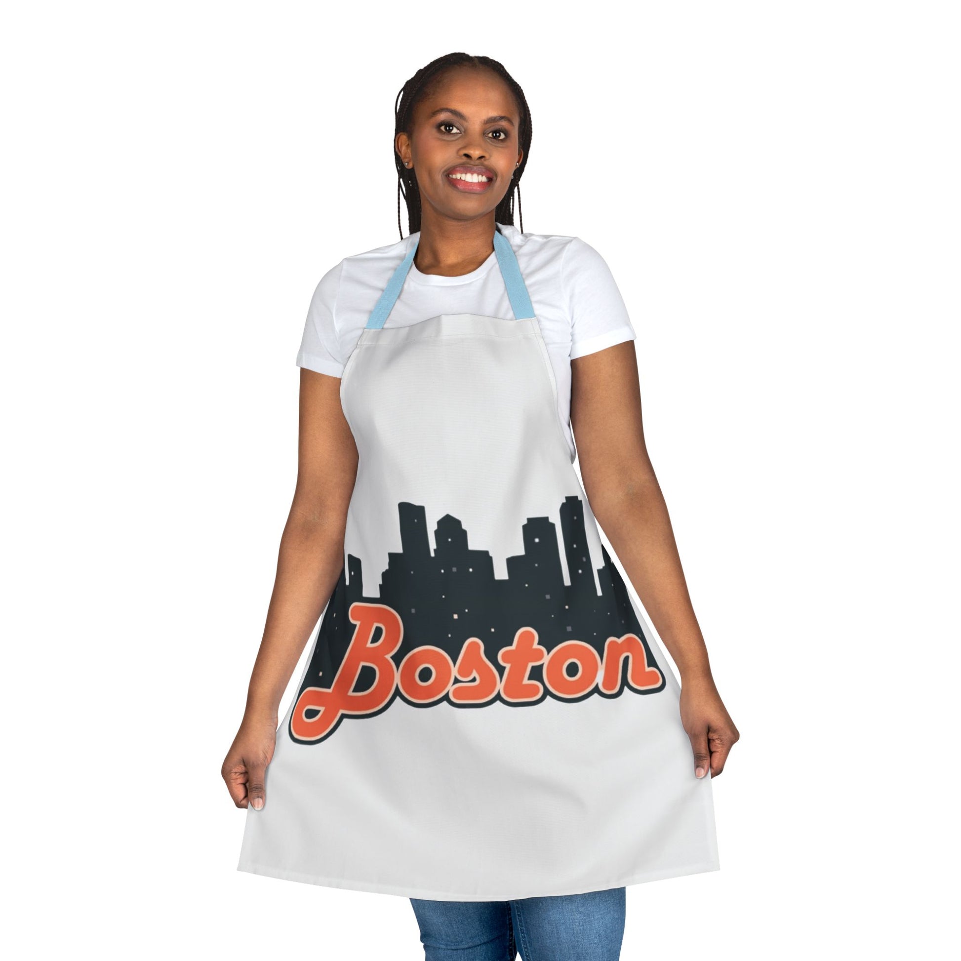 Boston Skyline Apron with Colorful Straps | Perfect Gift for Chefs, Cooking Enthusiasts, Food Lovers, Housewarming, Birthdays