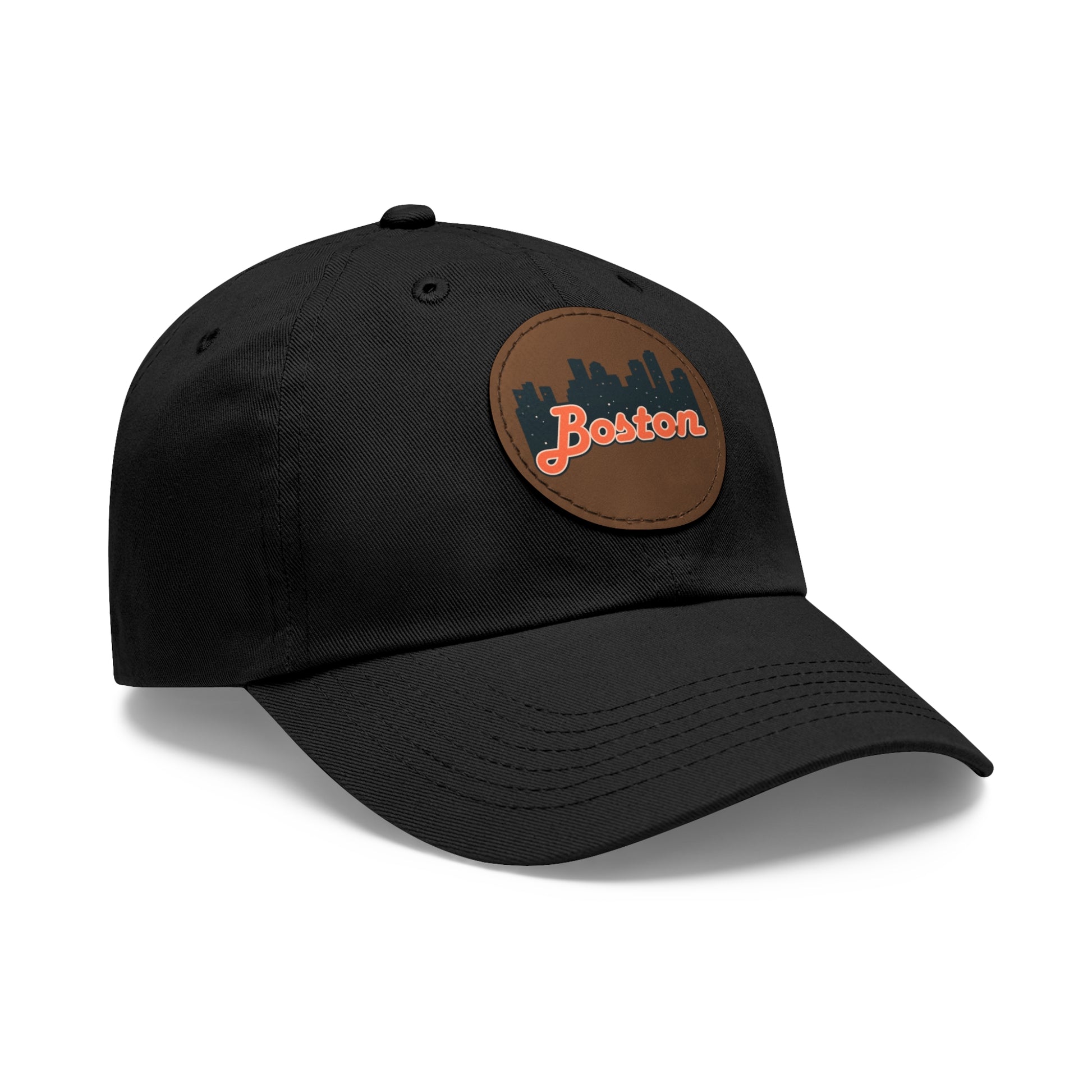 Boston Leather Patch Dad Hat, Casual Cap for Gifting, Outdoor Events, Father's Day Gift, Trendy Accessories for Men
