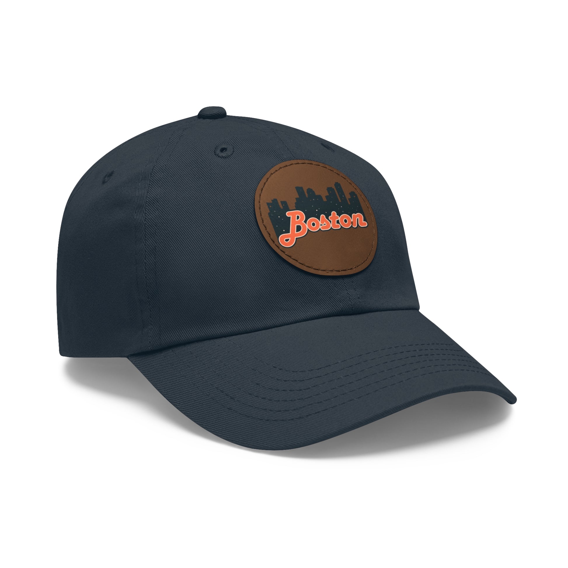 Boston Leather Patch Dad Hat, Casual Cap for Gifting, Outdoor Events, Father's Day Gift, Trendy Accessories for Men
