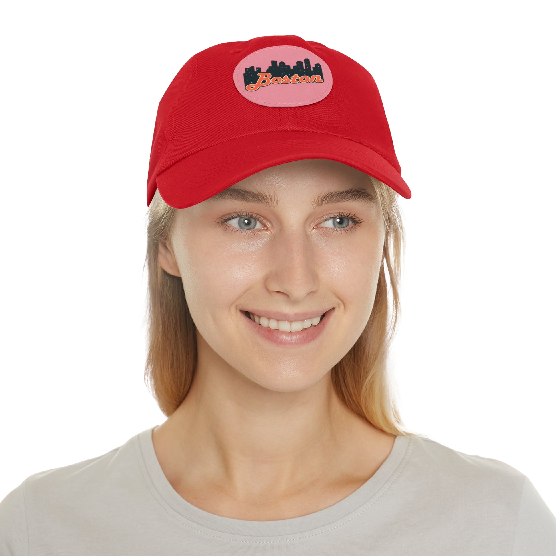 Boston Leather Patch Dad Hat, Casual Cap for Gifting, Outdoor Events, Father's Day Gift, Trendy Accessories for Men