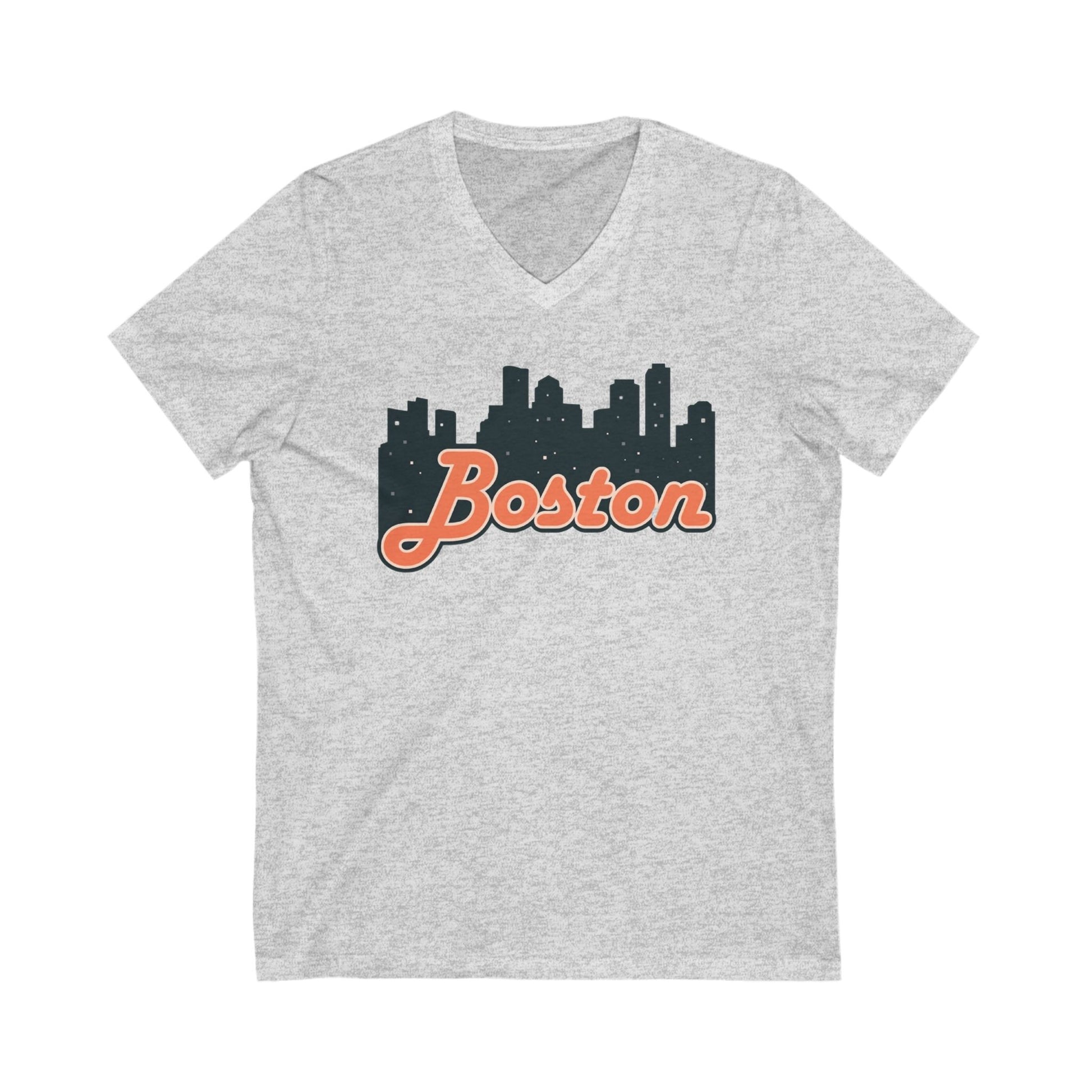Boston Skyline V-Neck Tee - Unisex City Shirt, Boston Apparel, Travel Souvenir, Casual Wear, Skyline T-Shirt