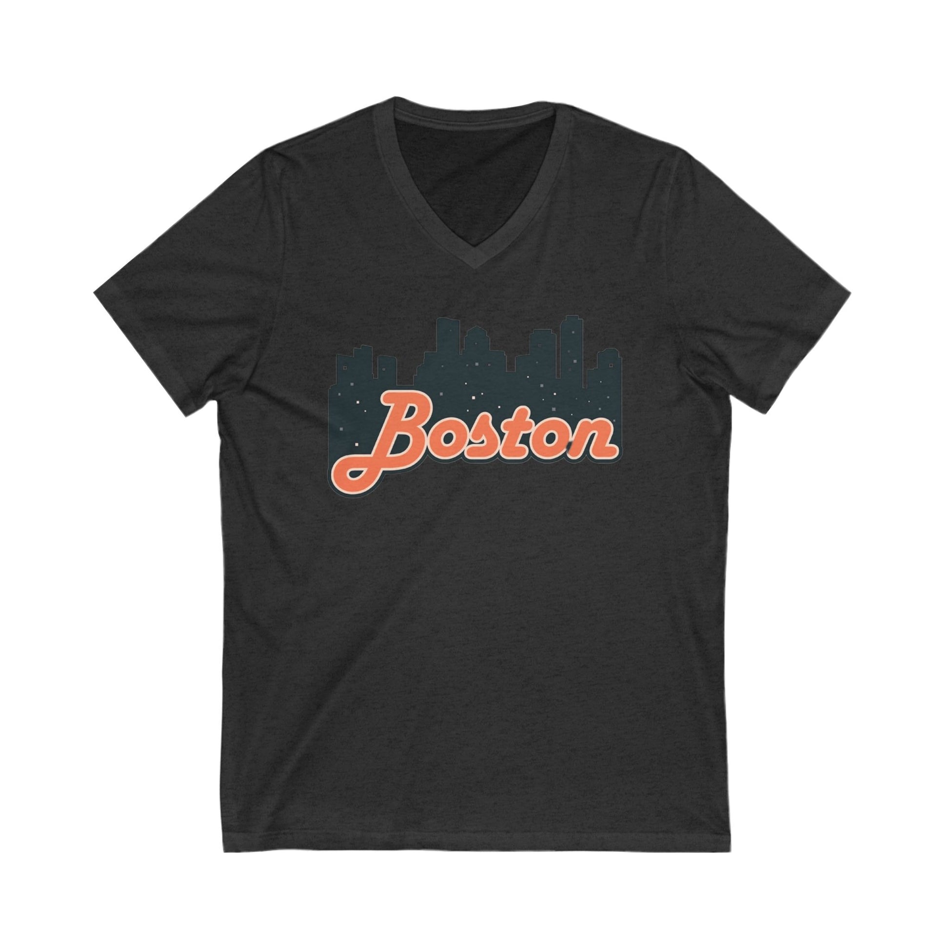 Boston Skyline V-Neck Tee - Unisex City Shirt, Boston Apparel, Travel Souvenir, Casual Wear, Skyline T-Shirt