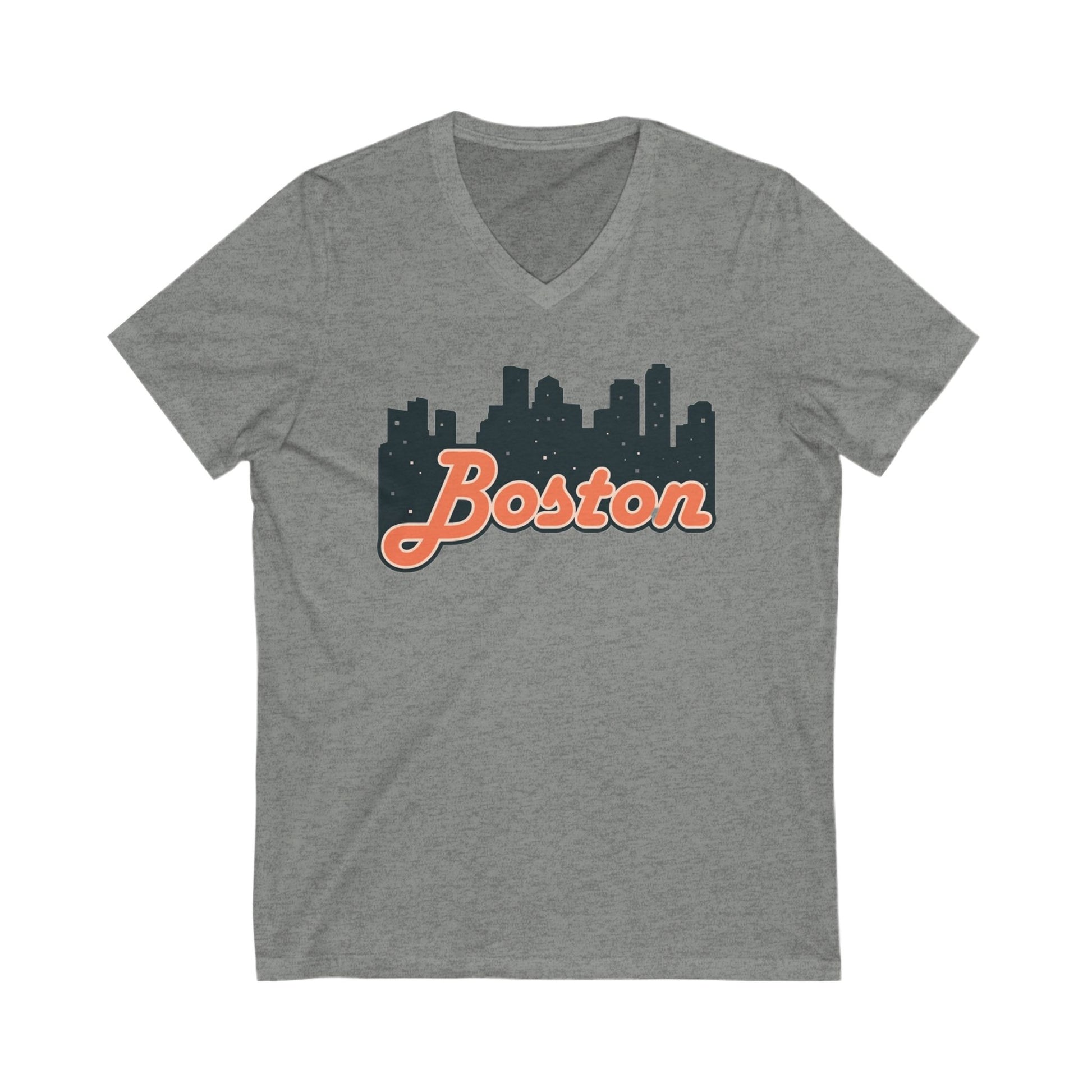 Boston Skyline V-Neck Tee - Unisex City Shirt, Boston Apparel, Travel Souvenir, Casual Wear, Skyline T-Shirt