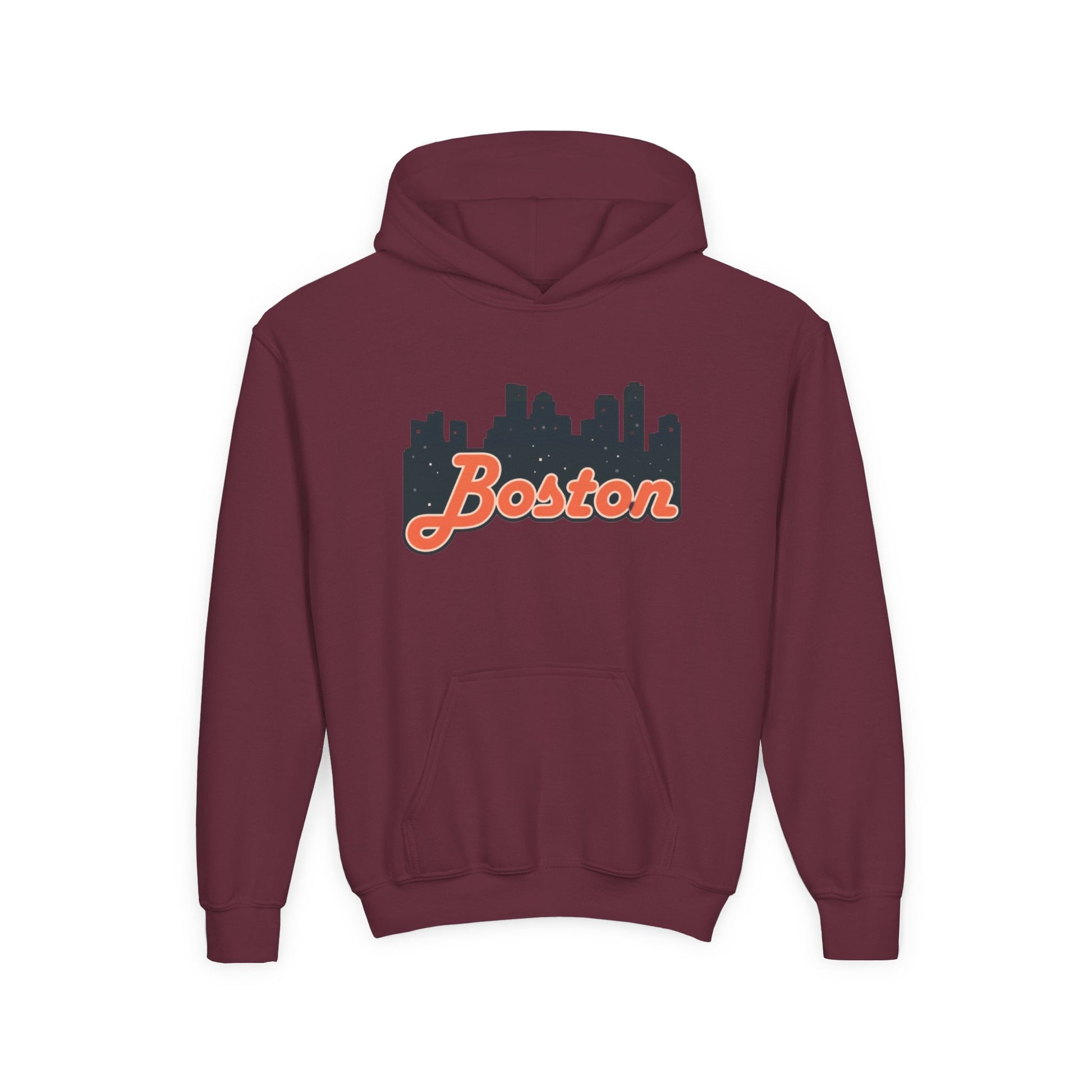 Boston Youth Hoodie - Heavy Blend Sweatshirt, Comfortable Kids Apparel, Urban Style, Perfect for Summer Trips, Boston Gifts
