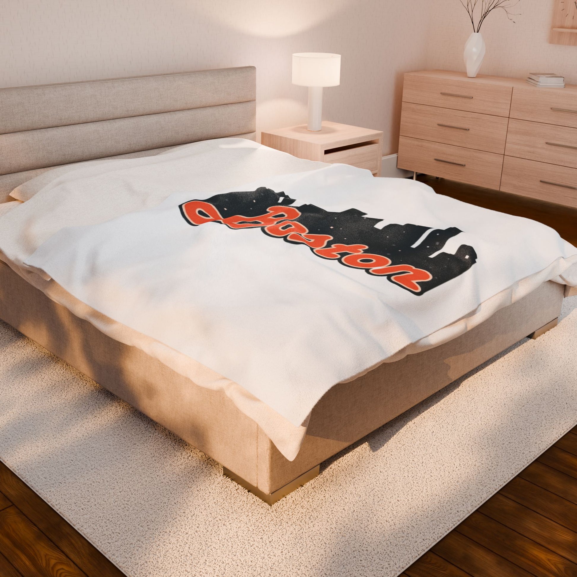 Cozy Boston Velveteen Plush Blanket | Personalized Gift, Home Decor, Soft Throw, Boston Souvenir, Travel Companion