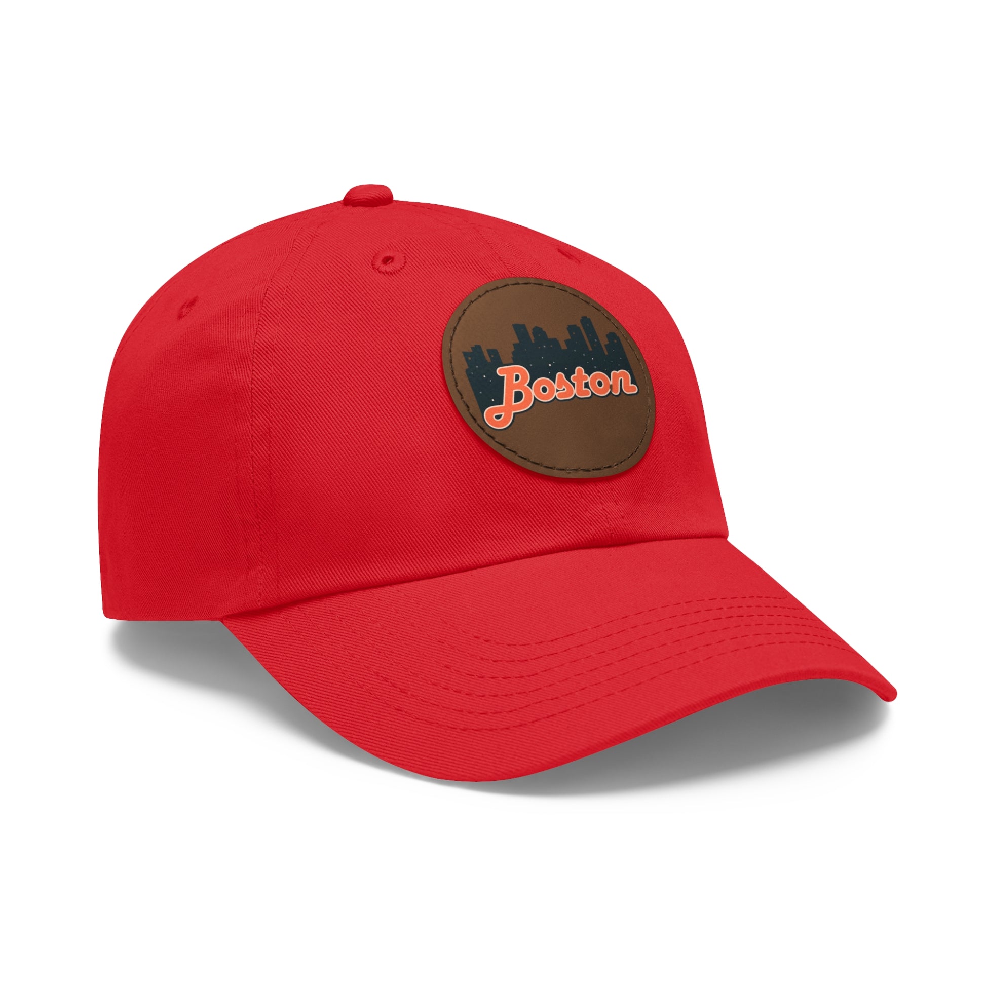 Boston Leather Patch Dad Hat, Casual Cap for Gifting, Outdoor Events, Father's Day Gift, Trendy Accessories for Men