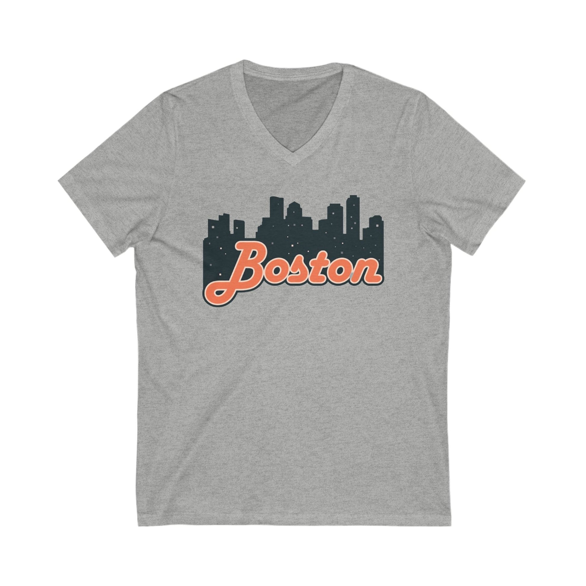 Boston Skyline V-Neck Tee - Unisex City Shirt, Boston Apparel, Travel Souvenir, Casual Wear, Skyline T-Shirt