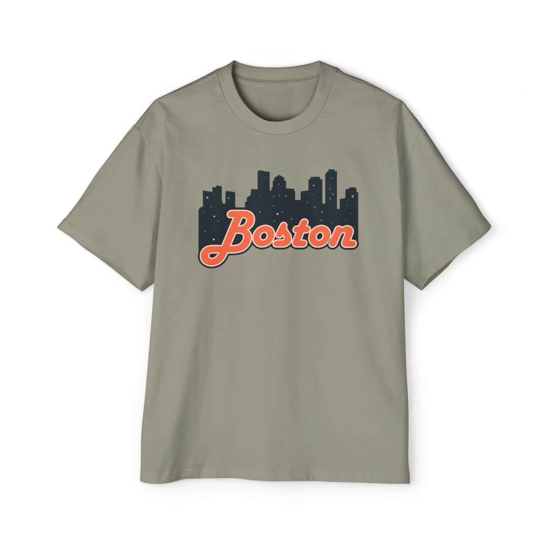 Boston Skyline Oversized Tee - Casual Streetwear for Men, Perfect Gift for Boston Lovers, Summer Style, Travel T-Shirt