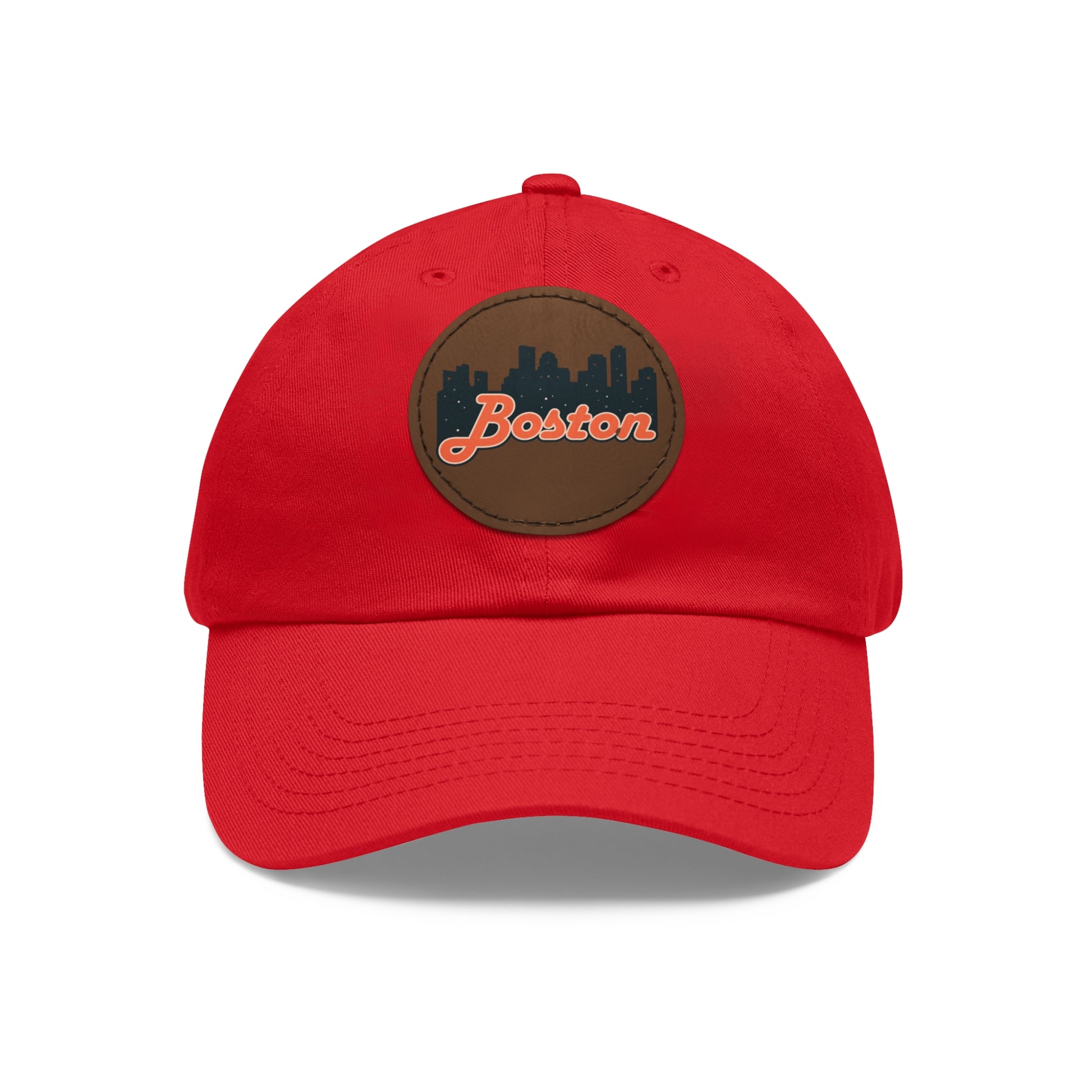 Boston Leather Patch Dad Hat, Casual Cap for Gifting, Outdoor Events, Father's Day Gift, Trendy Accessories for Men