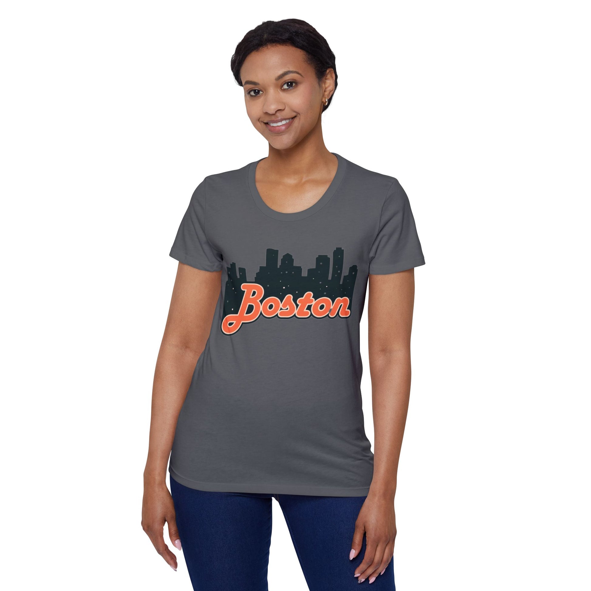 Boston Skyline Women's Organic Tee, Boston T-Shirt, City Pride Shirt, Eco-Friendly Fashion, Casual Summer Top