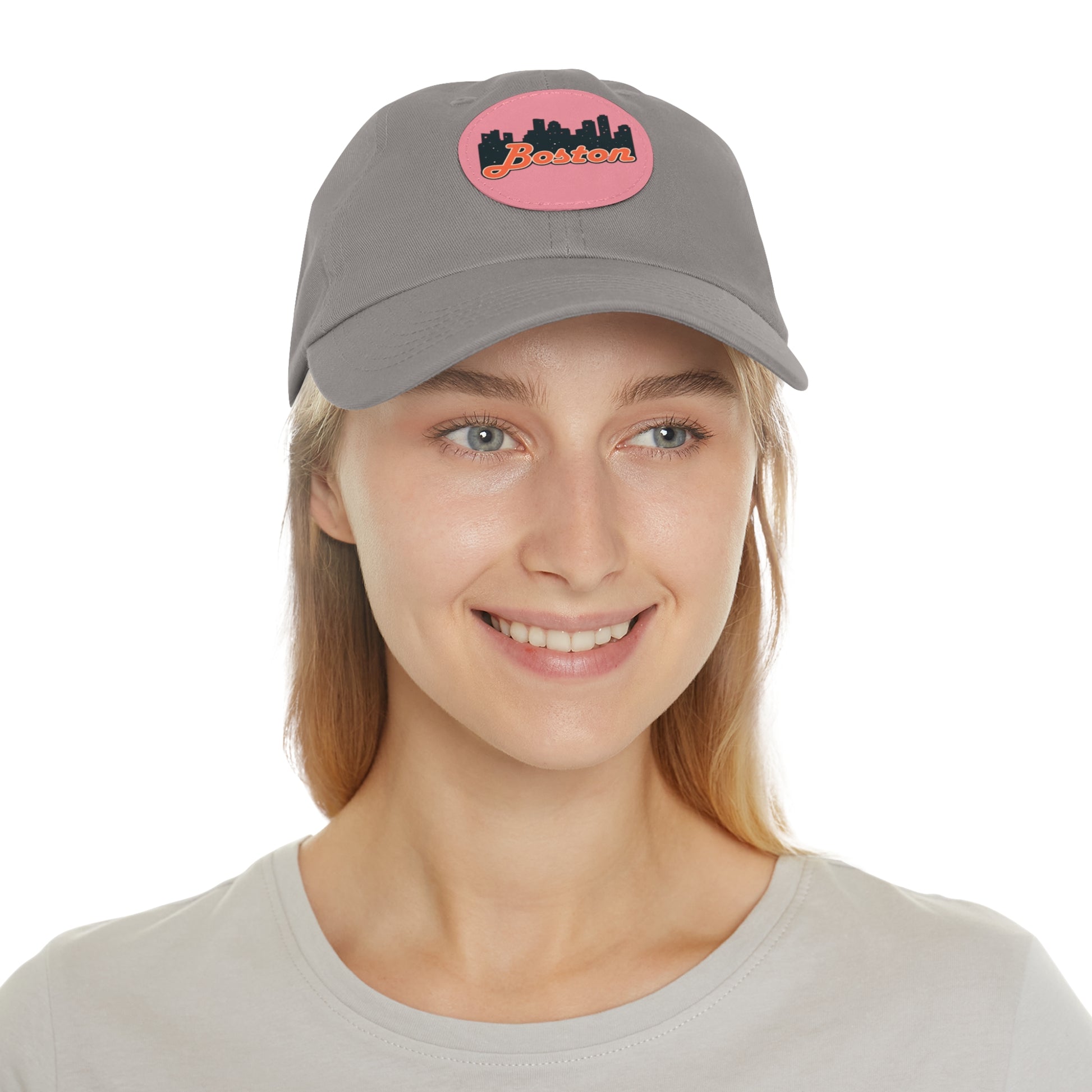 Boston Leather Patch Dad Hat, Casual Cap for Gifting, Outdoor Events, Father's Day Gift, Trendy Accessories for Men