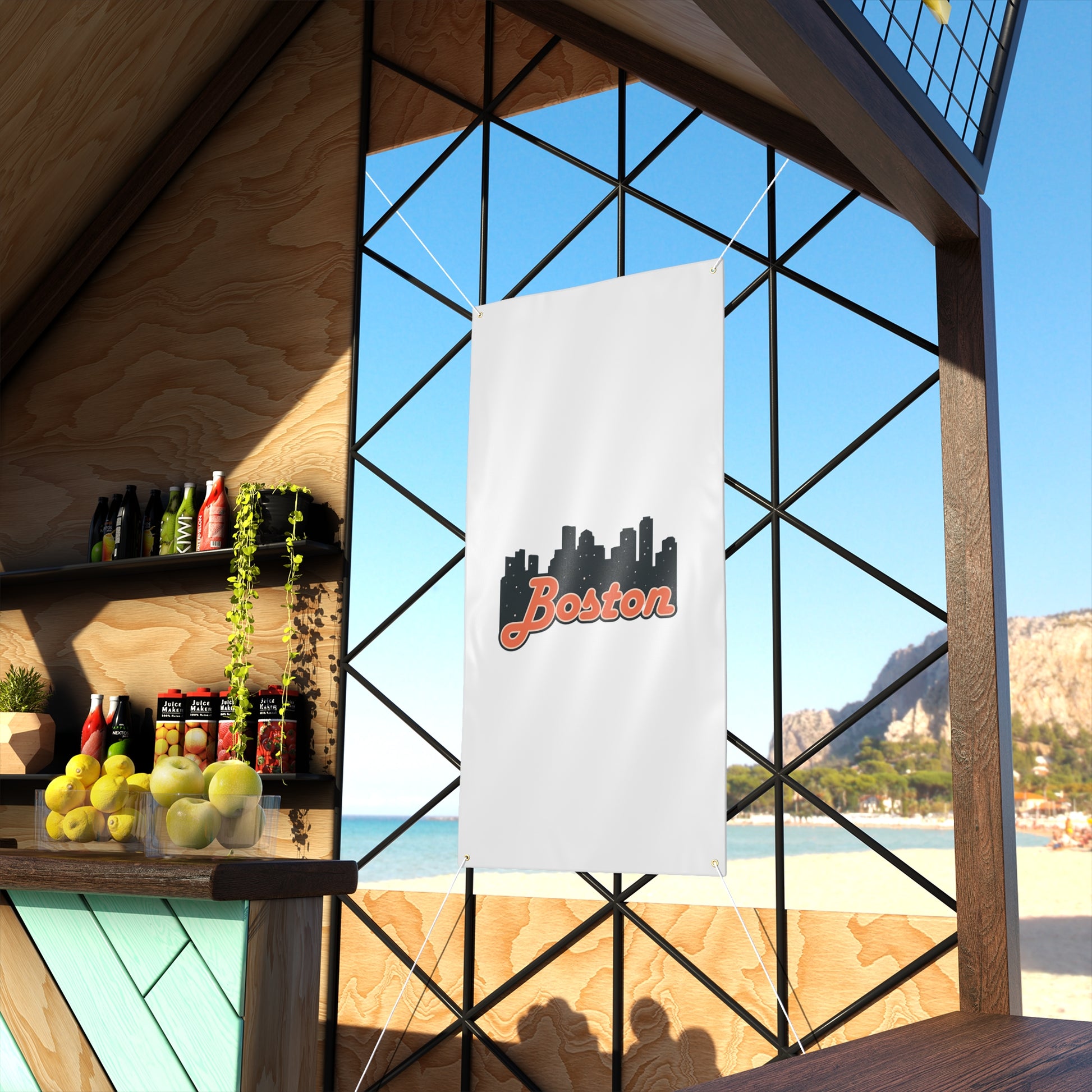 Boston City Skyline Matte Banner, Personalized Wall Decor, Outdoor Party Sign, Event Decoration, Sports Theme, Gift for Boston Fans