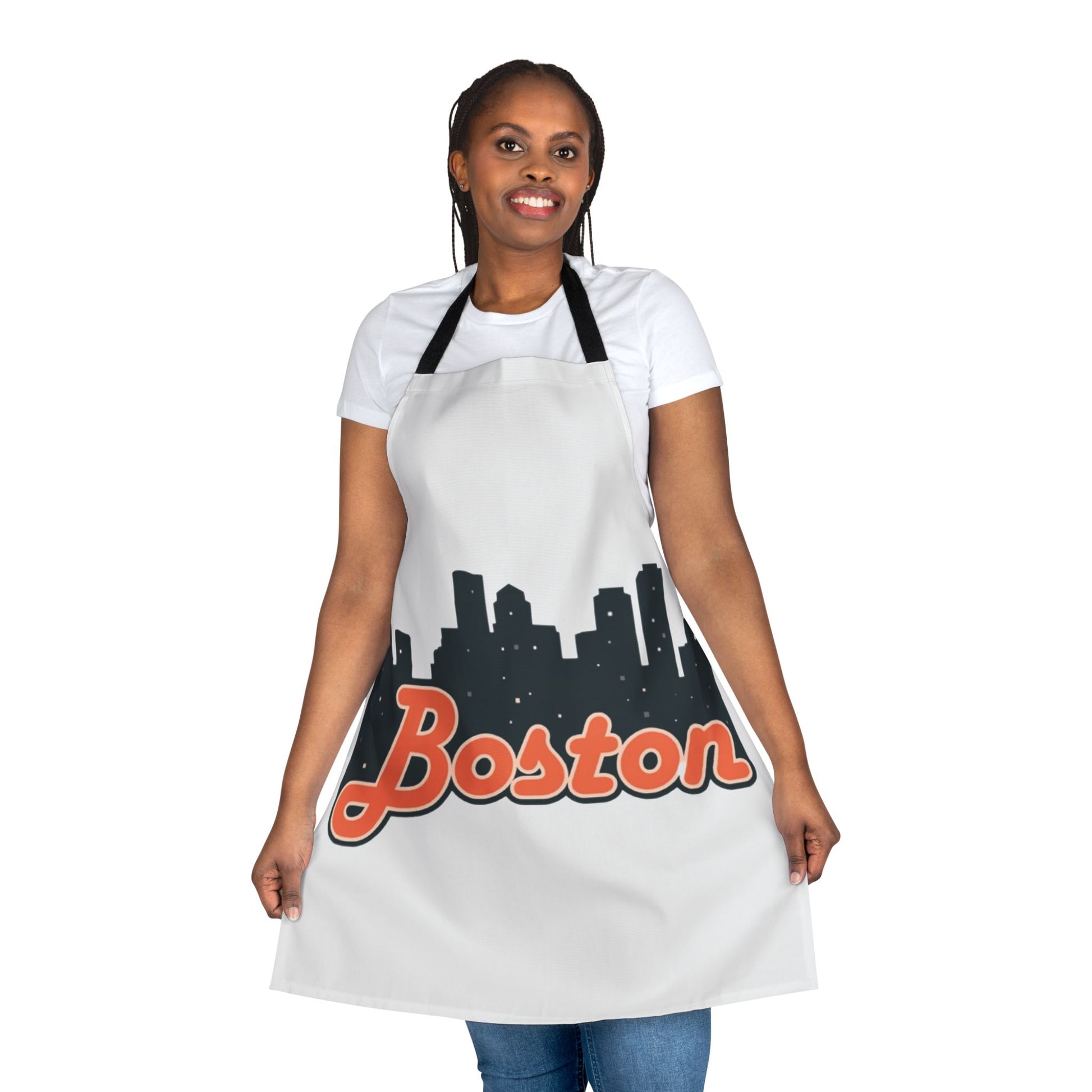 Boston Skyline Apron with Colorful Straps | Perfect Gift for Chefs, Cooking Enthusiasts, Food Lovers, Housewarming, Birthdays