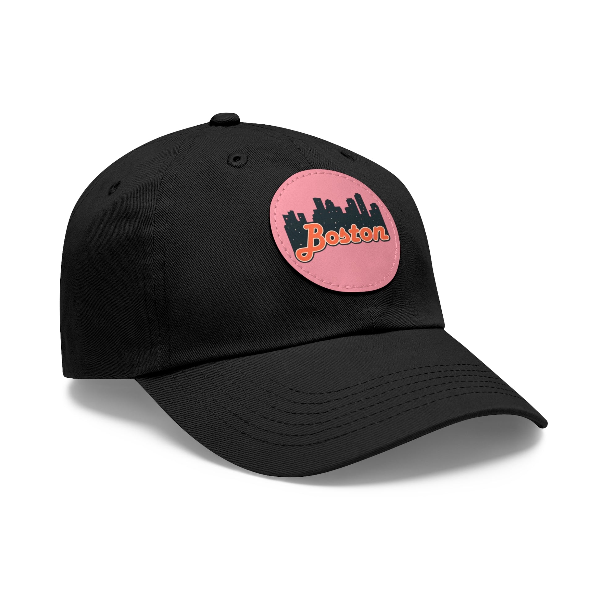 Boston Leather Patch Dad Hat, Casual Cap for Gifting, Outdoor Events, Father's Day Gift, Trendy Accessories for Men