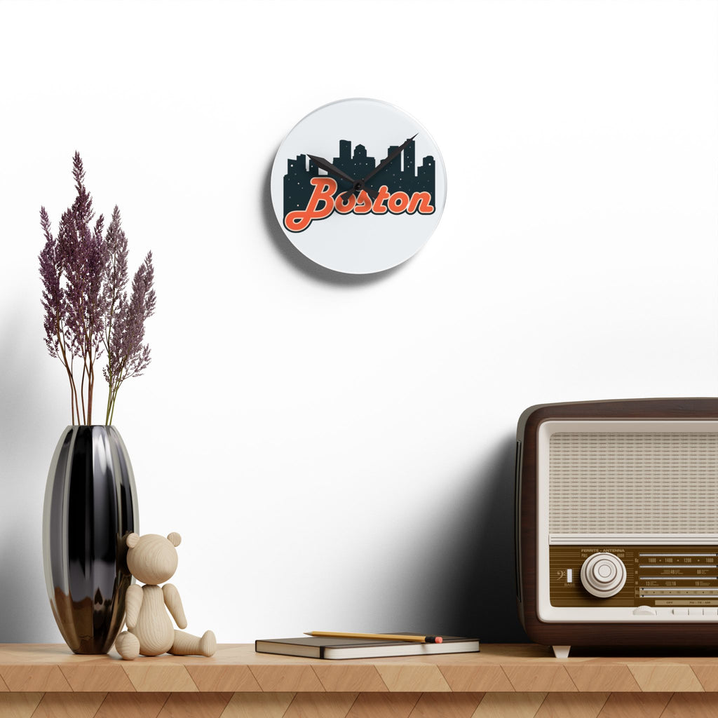 Boston Acrylic Wall Clock - Modern Home Decor, Unique Wall Art, Gift for Boston Lovers, City Skyline Decoration, Stylish Timepiece