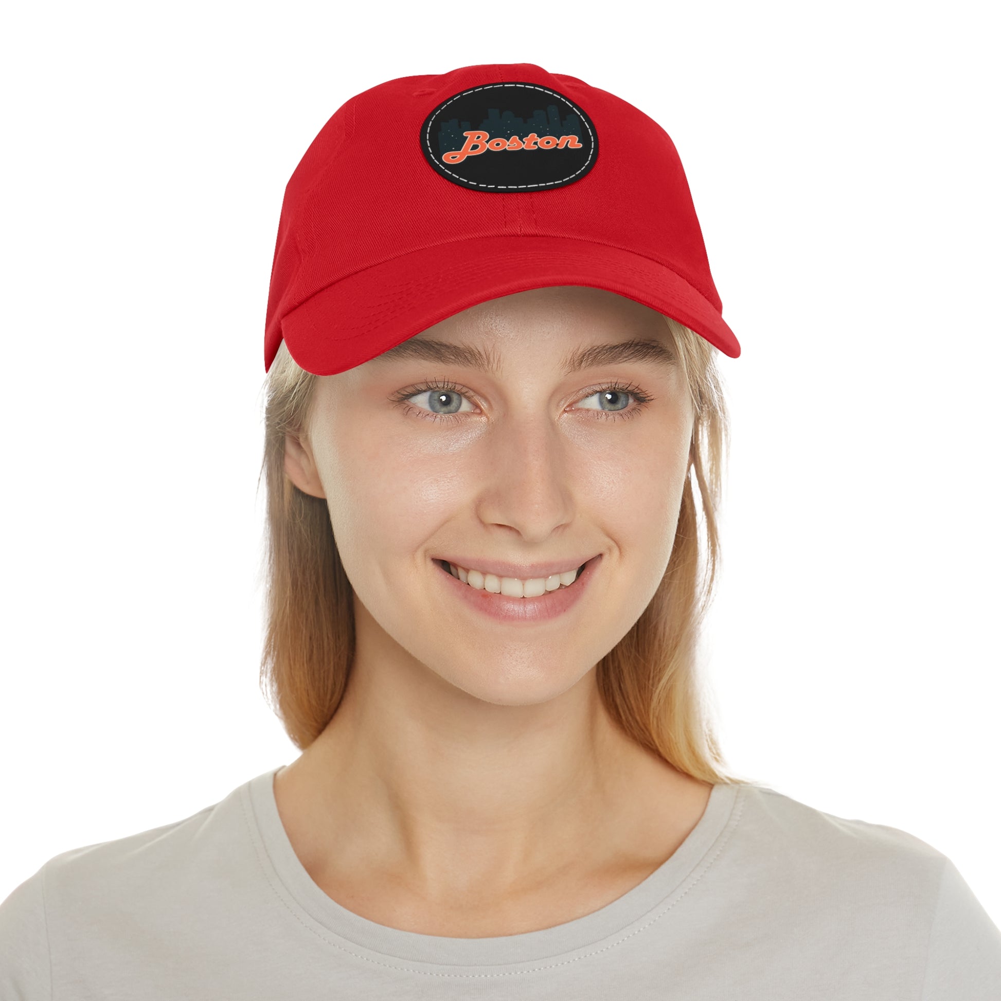Boston Leather Patch Dad Hat, Casual Cap for Gifting, Outdoor Events, Father's Day Gift, Trendy Accessories for Men