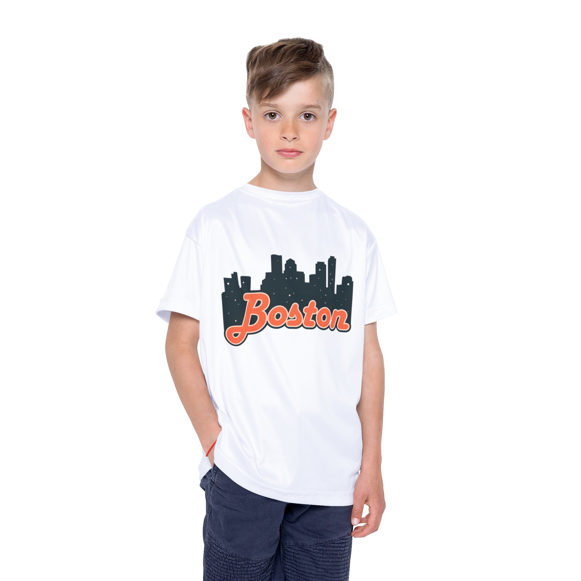 Boston Kids Sports Jersey - Youth Athletic Tee, Youth Sportswear, Boston Skyline Shirt, Boys Gym Shirt, Birthday Gift for Kids