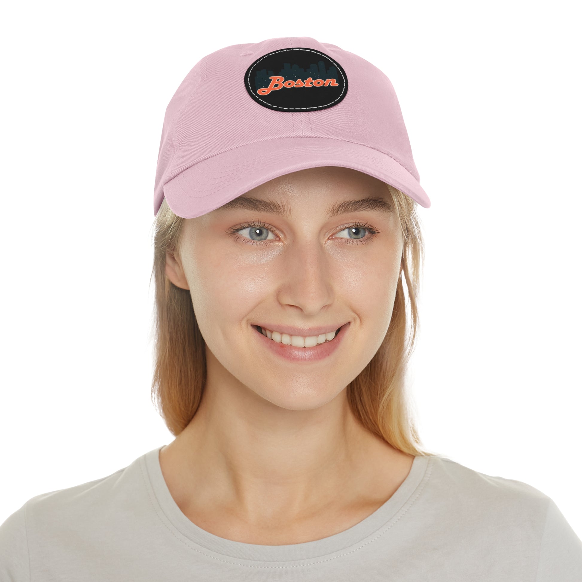 Boston Leather Patch Dad Hat, Casual Cap for Gifting, Outdoor Events, Father's Day Gift, Trendy Accessories for Men
