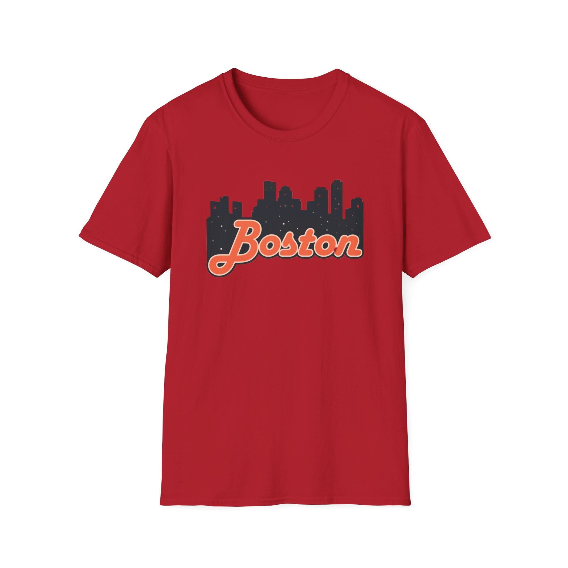 Boston Skyline Unisex Softstyle T-Shirt, City Tee, Gift for Travelers, Summer Casual Wear, Urban Style Shirt, Boston Pride