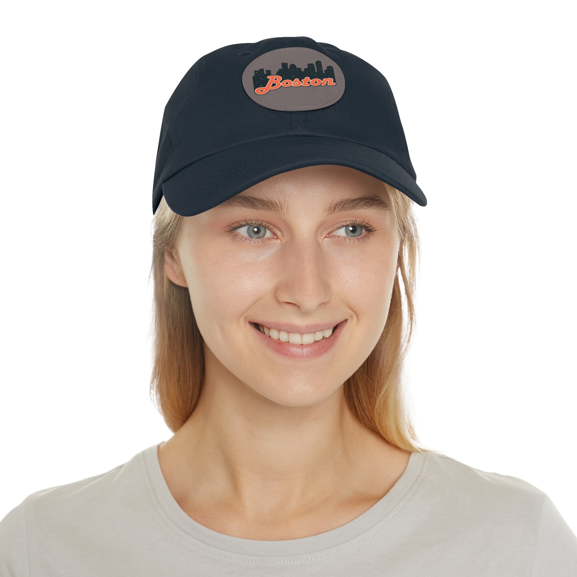 Boston Leather Patch Dad Hat, Casual Cap for Gifting, Outdoor Events, Father's Day Gift, Trendy Accessories for Men