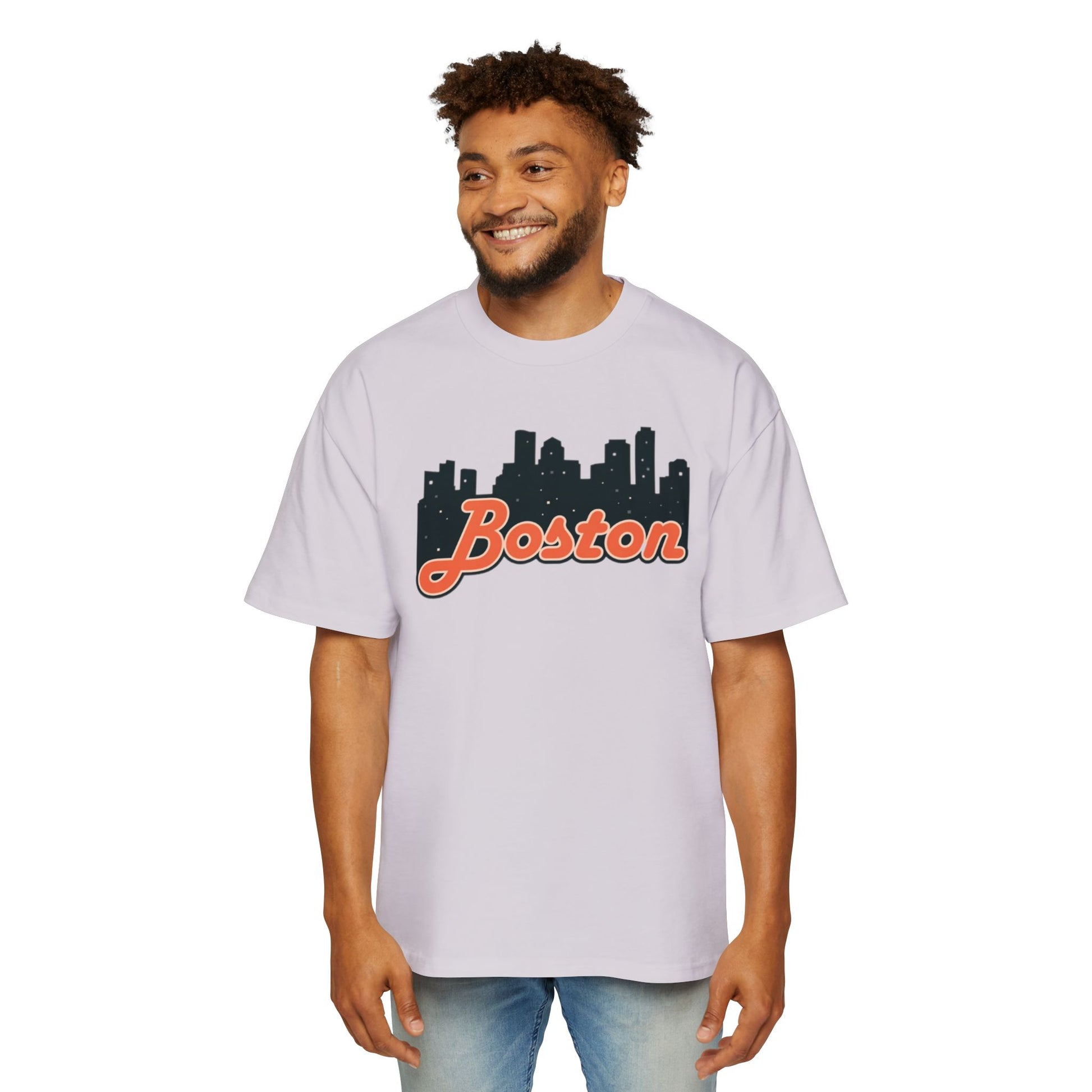 Boston Skyline Oversized Tee - Casual Streetwear for Men, Perfect Gift for Boston Lovers, Summer Style, Travel T-Shirt