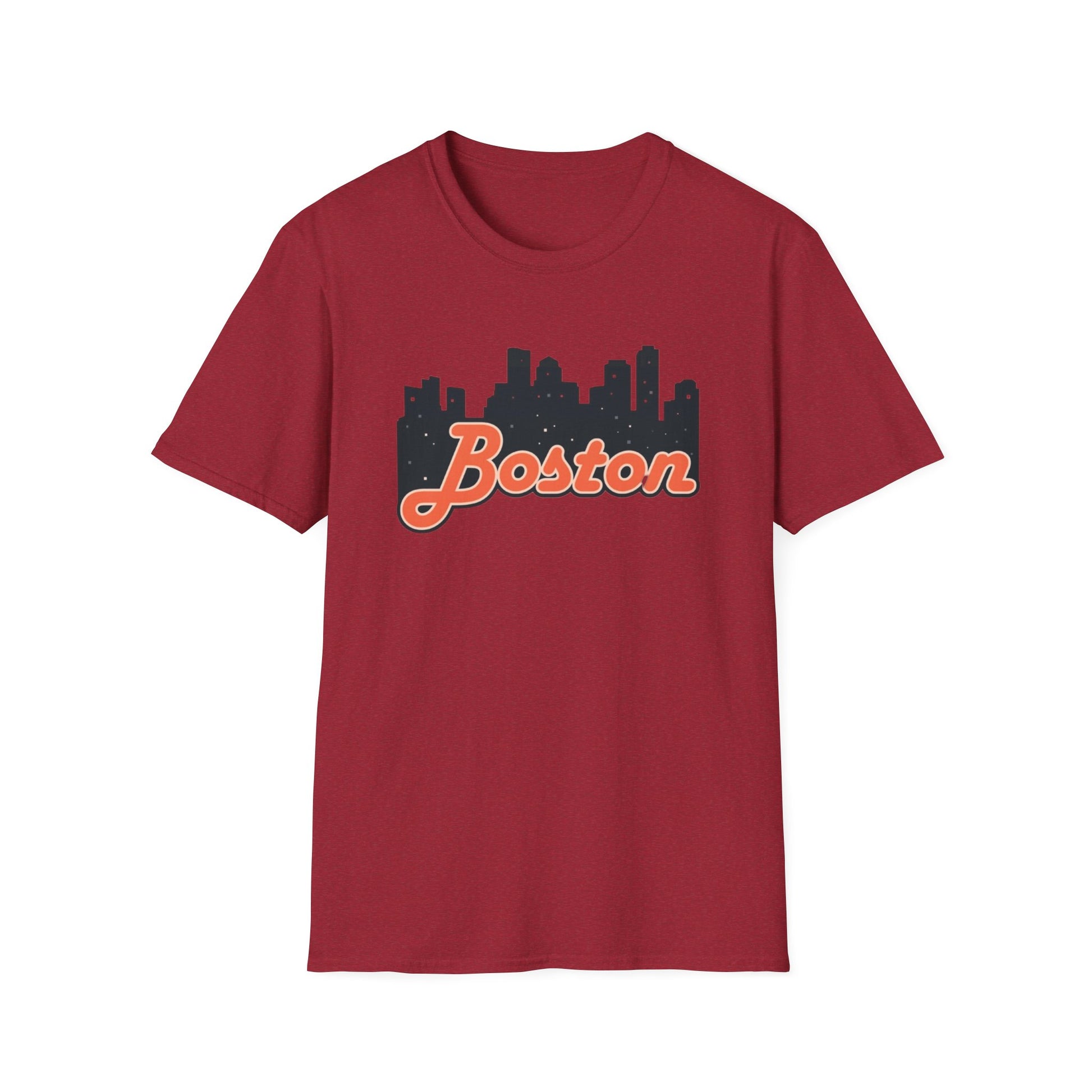Boston Skyline Unisex Softstyle T-Shirt, City Tee, Gift for Travelers, Summer Casual Wear, Urban Style Shirt, Boston Pride