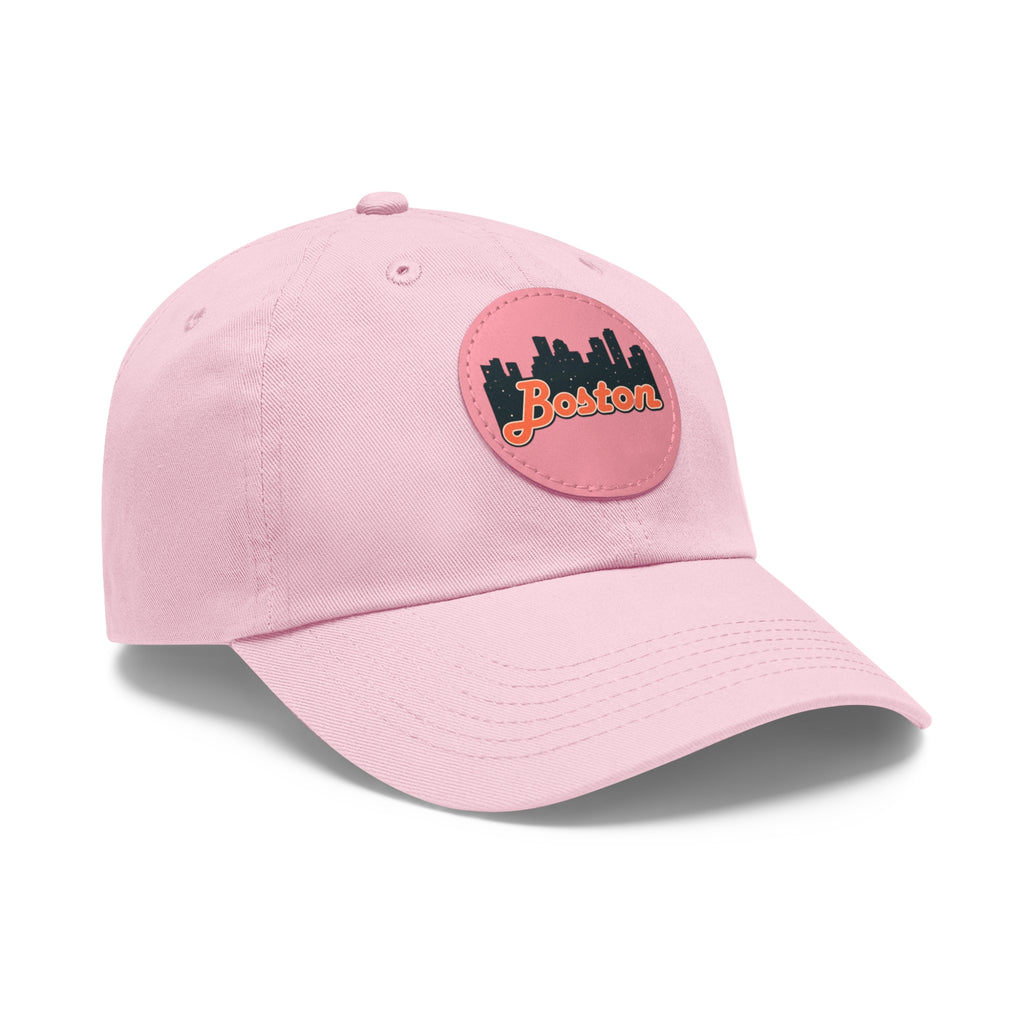 Boston Leather Patch Dad Hat, Casual Cap for Gifting, Outdoor Events, Father's Day Gift, Trendy Accessories for Men