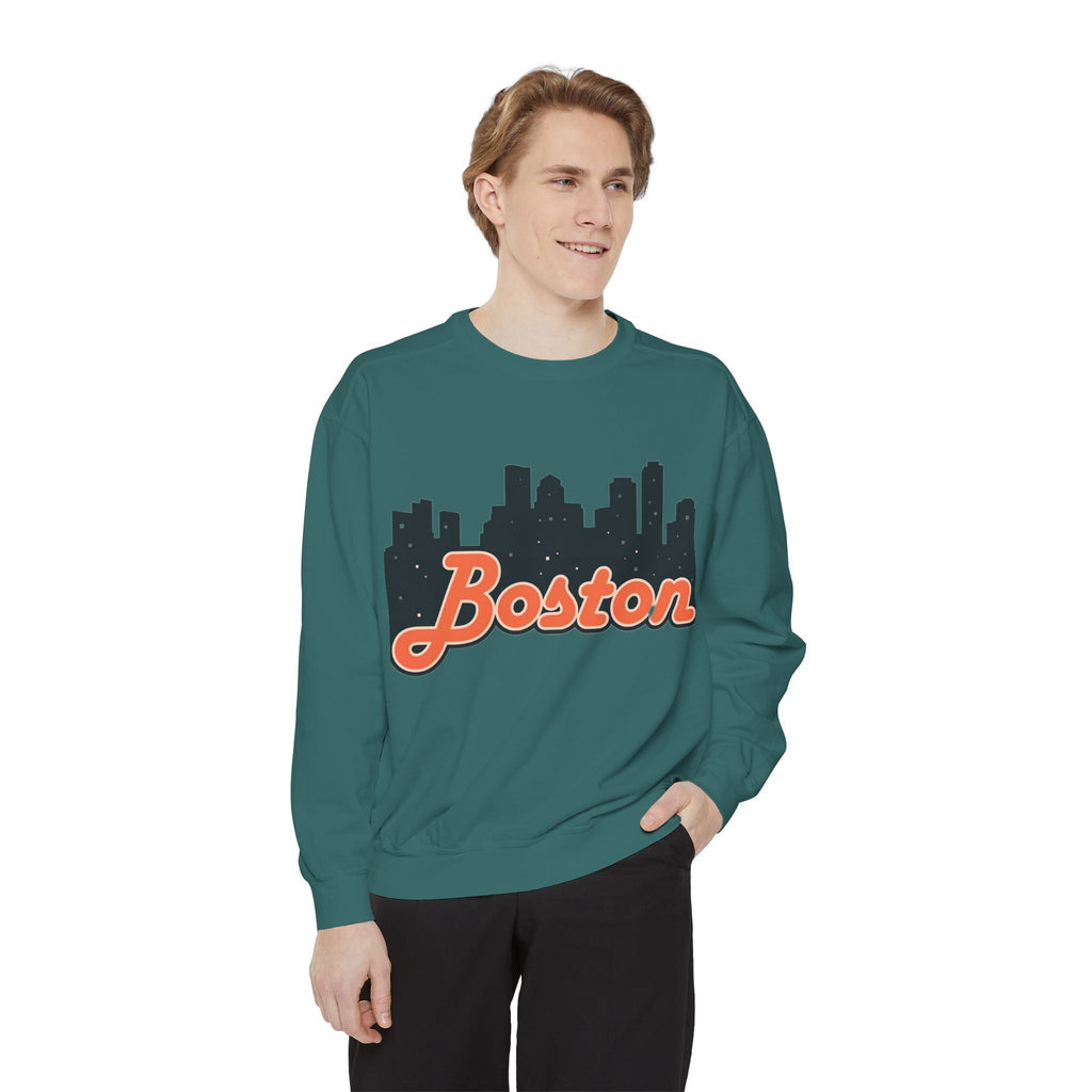 Boston City Skyline Unisex Sweatshirt, Cozy Streetwear, Perfect for Fall Outfits, Gift for Boston Lovers, Travel Apparel
